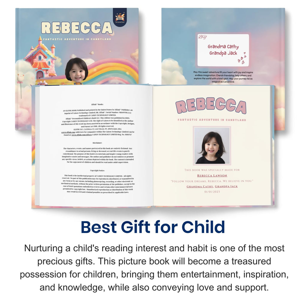 Personalized Children Story Book - Fantastic Candyland - Customized Name & Photo - Baby Gifts - Kids Engaging Adventure - Elfink (Soft Cover)