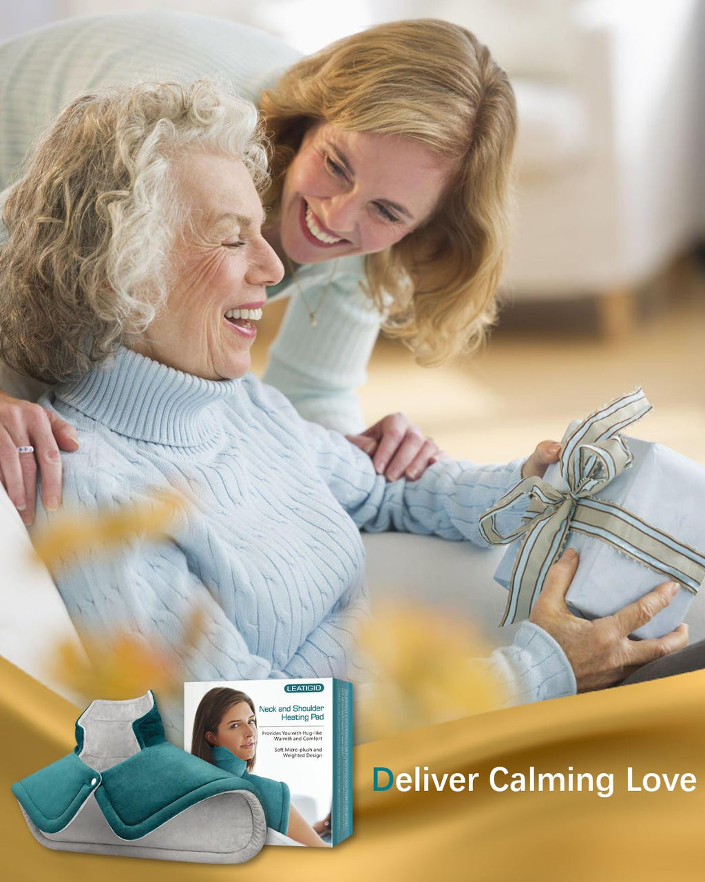 Heating Pad for Neck and Shoulder Pain Relief, Valentines Day Gifts for Her Women Mom Men Him, Weighted Heating Pad for Back 6 Heat Settings Auto Shut Off, Anniversary Birthday Gifts, 17x23inch, Blue