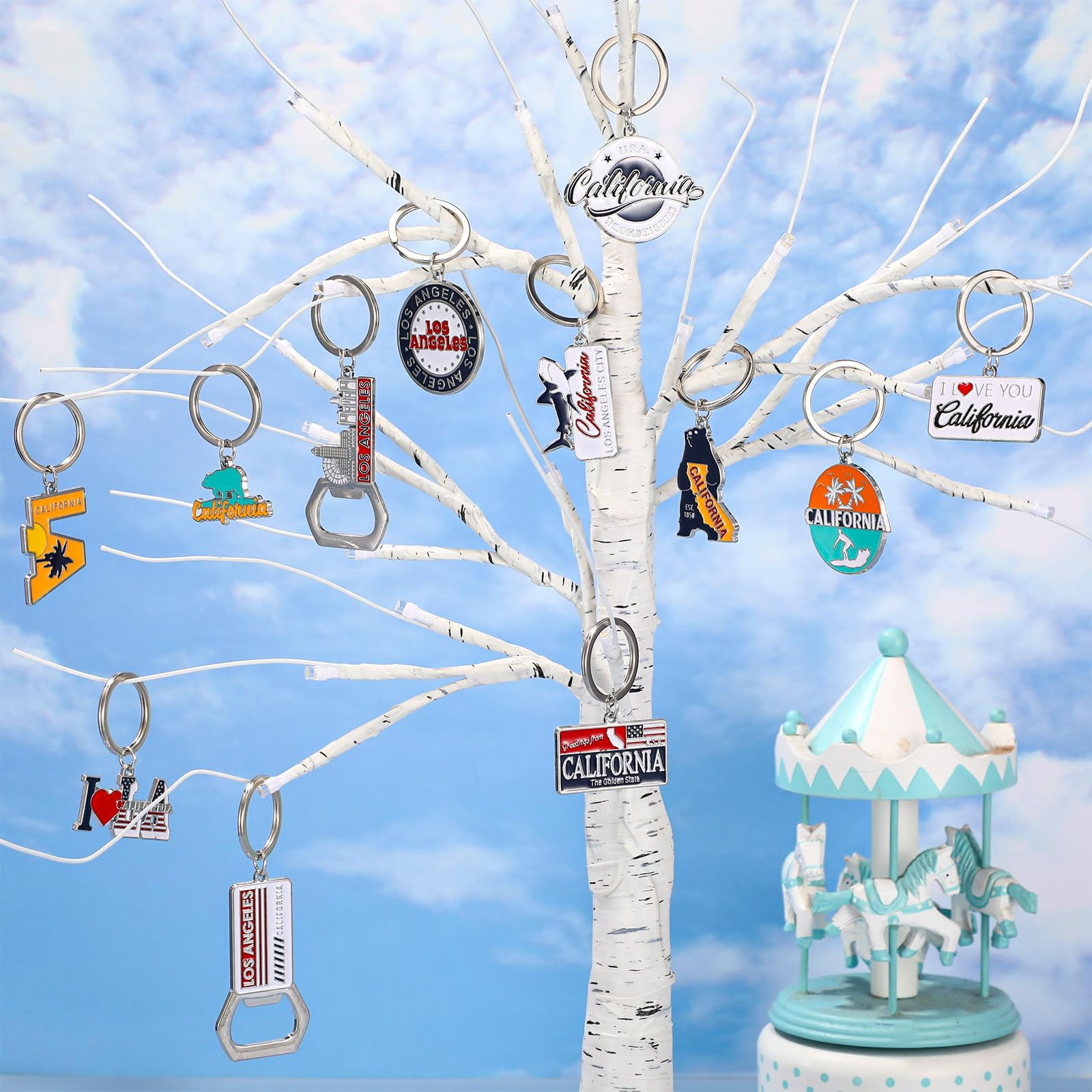 Landical 12 Pcs Los Angeles Souvenir Keychain California Souvenir Gifts Metal I Heart LA Keychain Bottle Opener Keyring