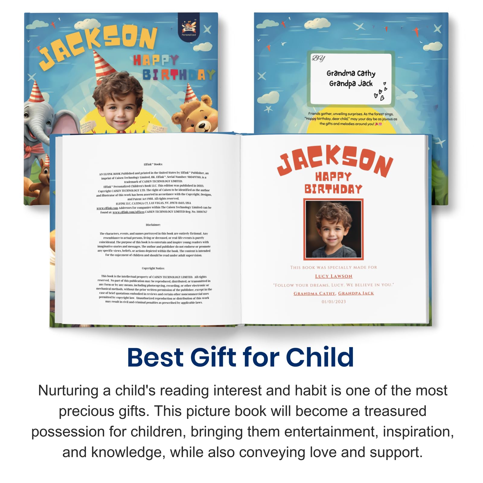 Personalized Children Story Books - Happy Birthday Forest - Customized Name & Photo - Baby Gifts - Children Bedtime Story - Elfink (Soft Cover)