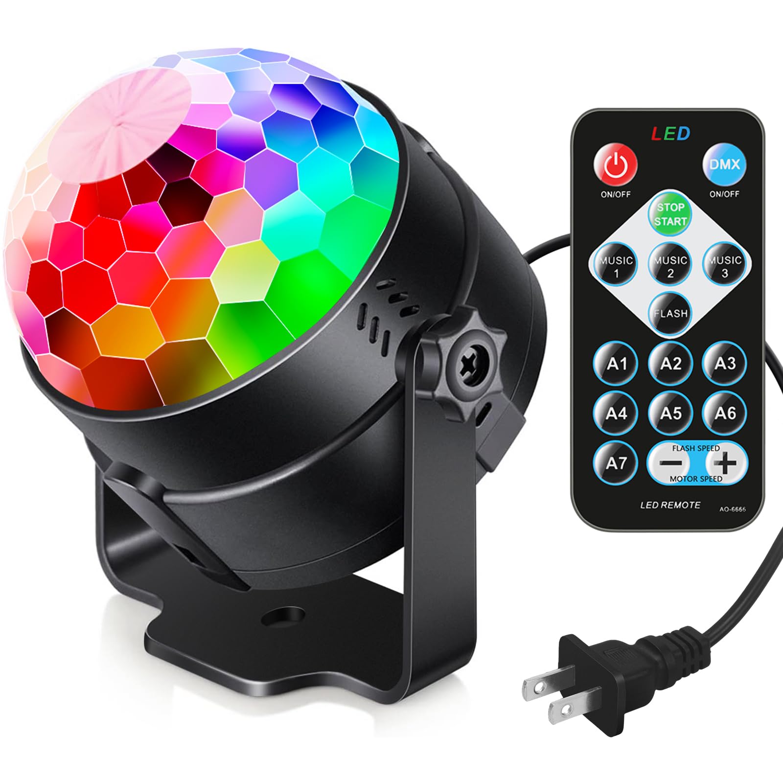 Luditek Sound Activated Party Lights with Remote DJ Lighting, Disco Ball Strobe Stage Light for Home Room Dance Parties Birthday Karaoke Stocking Stuffers New Years Eve Halloween Christmas Decorations
