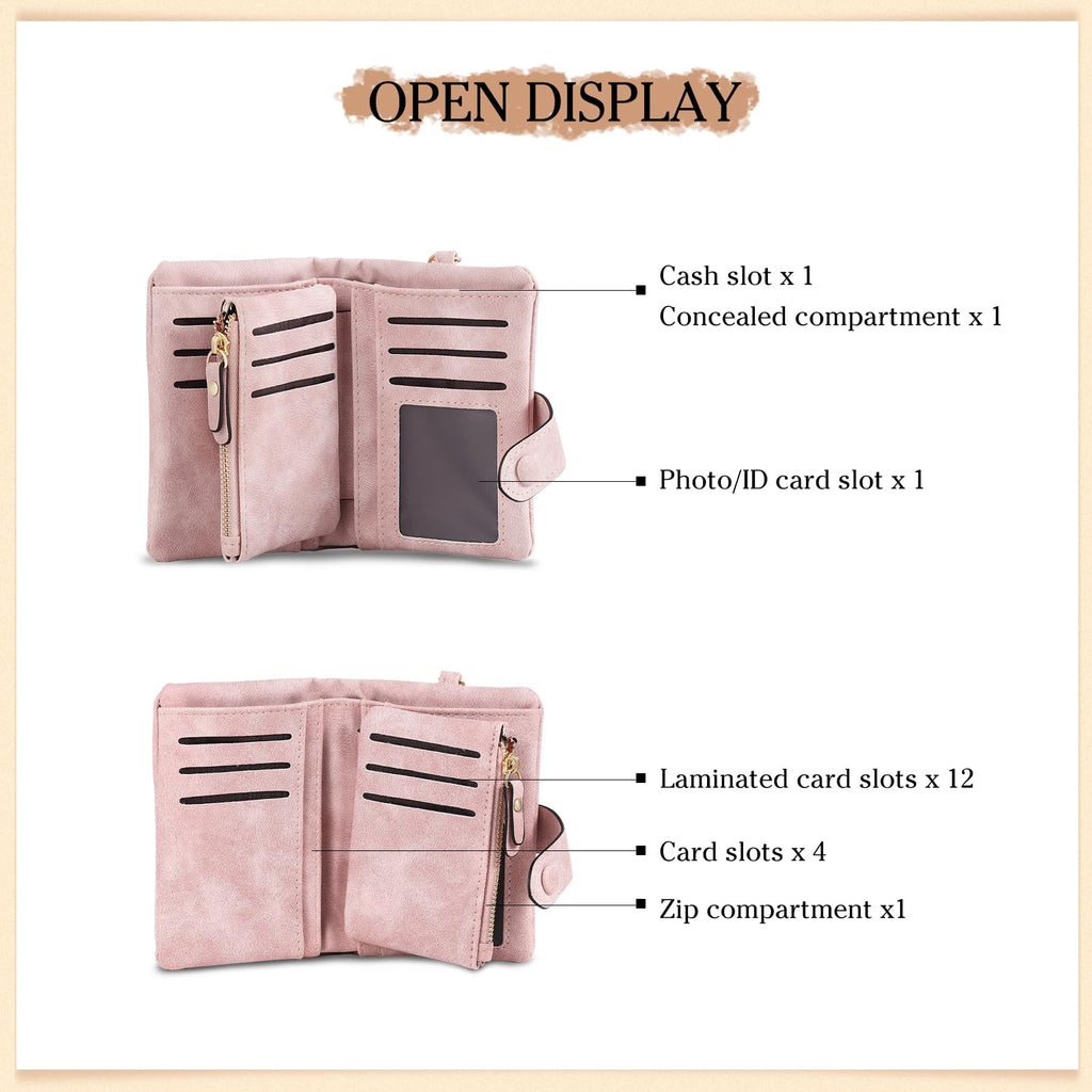 Aiemghsde Personalized Custom Wallet with Birth Flower & Name for Women Mom Credit Card Wallet With Wrist Strap Birthday Gifts for Mothers Day (Pink)