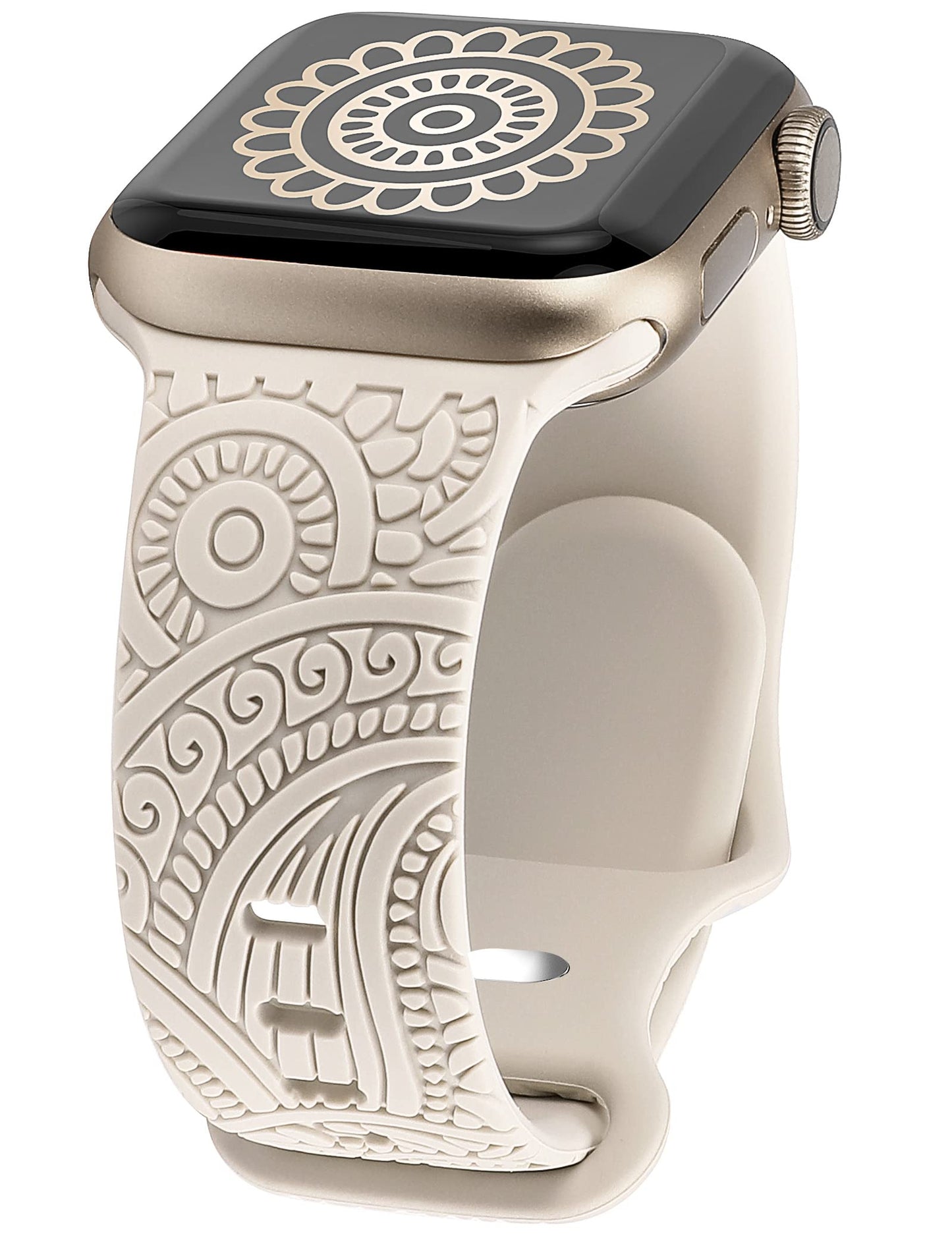 TOYOUTHS Boho Engraved Band Compatible with Apple Watch Band 42mm 41mm 40mm 38mm Women Men, Bohemian Designer Sport Soft Silicone Fancy Dressy Fashion Straps for iWatch Series 10/9/SE/8/7/6/5/4/3/2/1