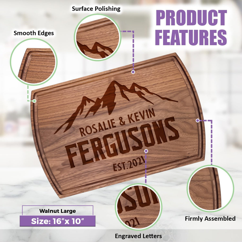 Tayfus Personalized & Monogrammed Cutting Boards, Handmade Custom Wood Serving Board, Christmas Gifts for Women and Men, Gifts for Christmas, Wedding and Anniversary, Housewarming Gift For Couples