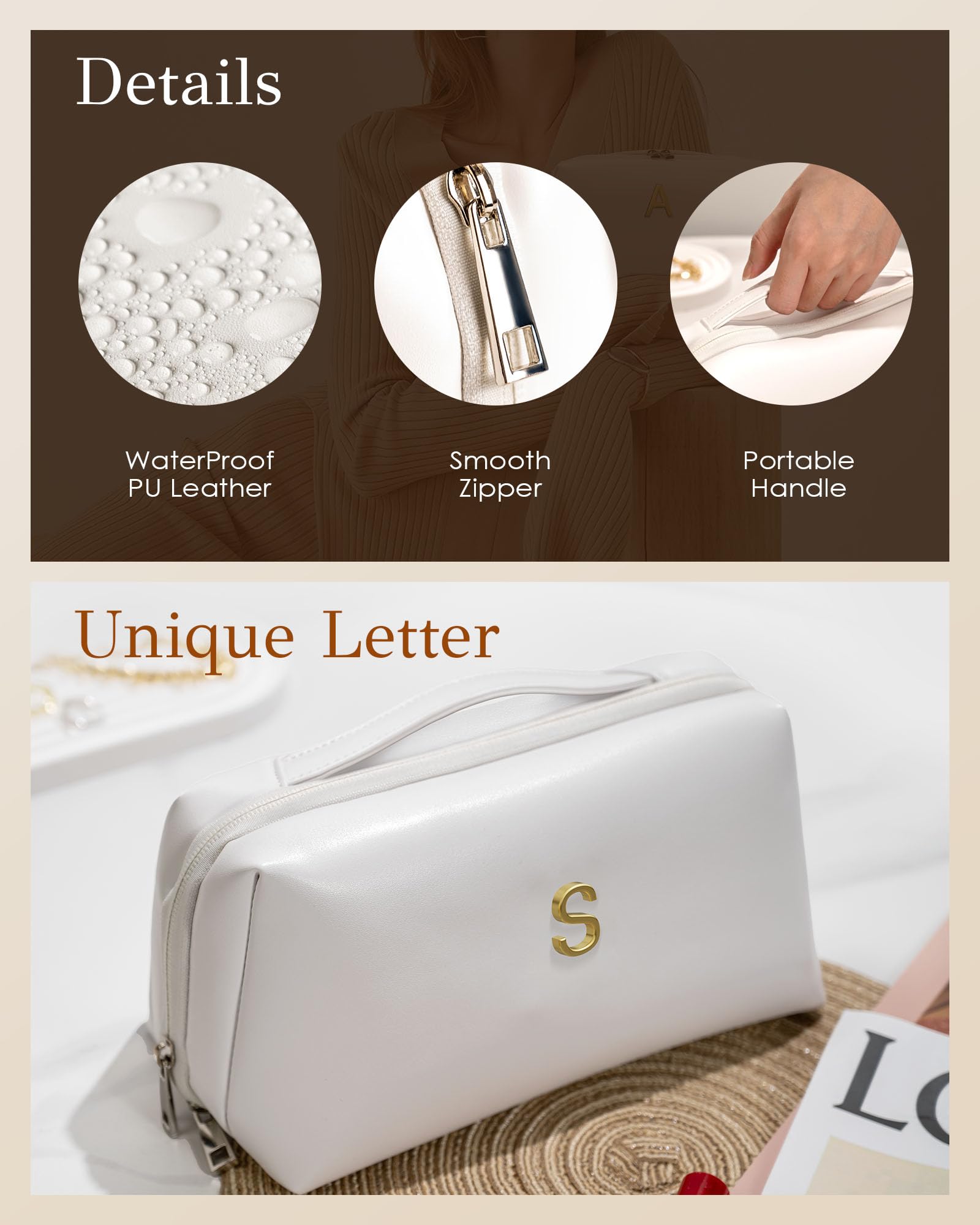 VFMBL Sister Gifts from Sister, Personalized Makeup Bag, Letter Pouch, Open Flat Large Capacity Bag, Sister Birthday Gifts Ideas, Sister Gifts, Sister In Law Gifts, Sister Gifts Bag