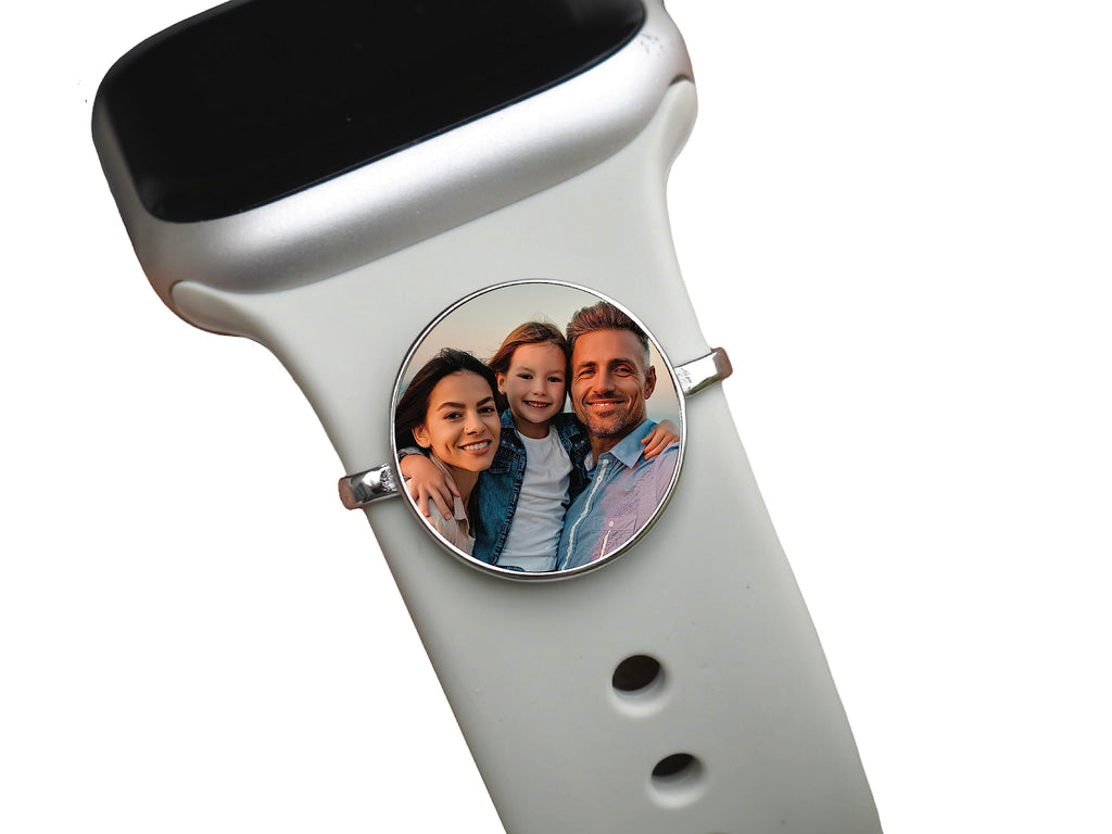 Personalized Custom Watch Band Charm Photo Compatible with Apple Watch Samsung Fitbit 20mm 22mm 38mm 40mm 41mm 42mm 44mm 45mm 49mm Band Strap (Circle)