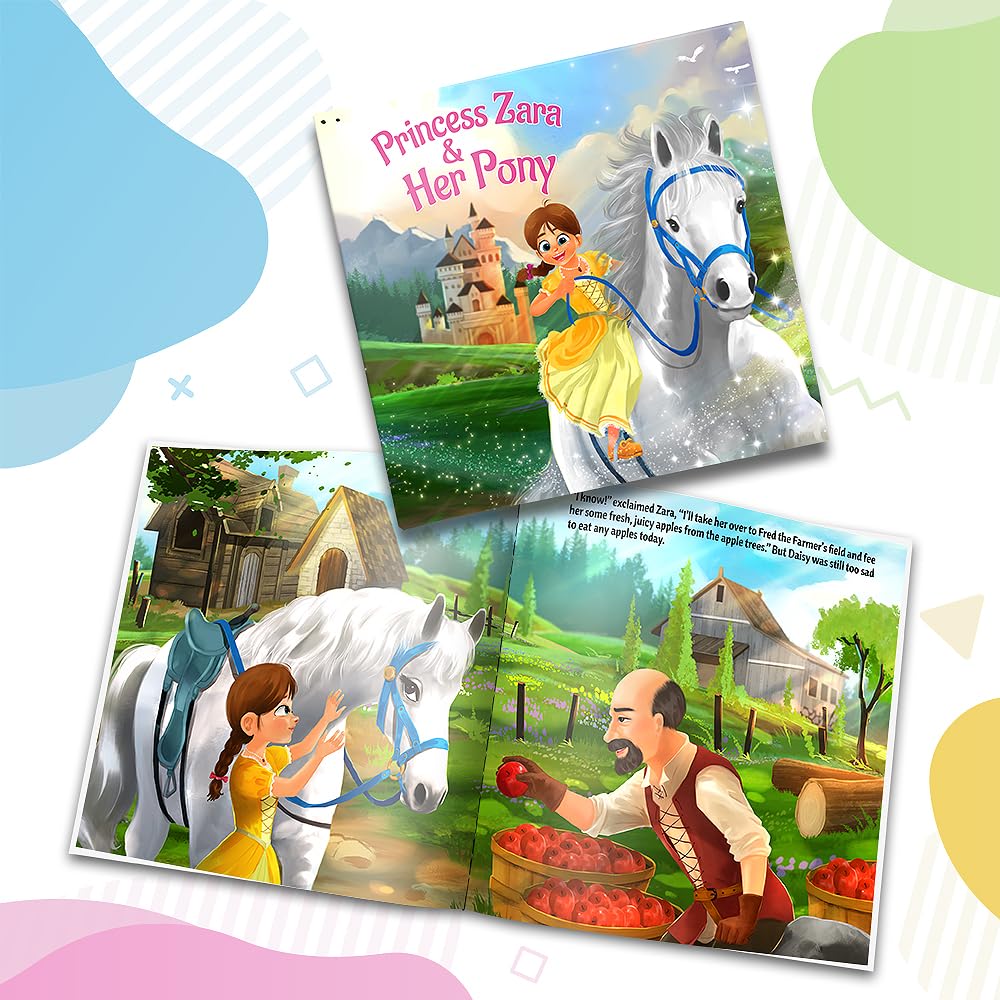 Personalized Story Book by Dinkleboo - The Princess and Her Pony - for Girls Aged 0 to 8 Years Old - A Story About Your Daughter’s Adventure with Her Pony - Soft Cover (8"x 8")