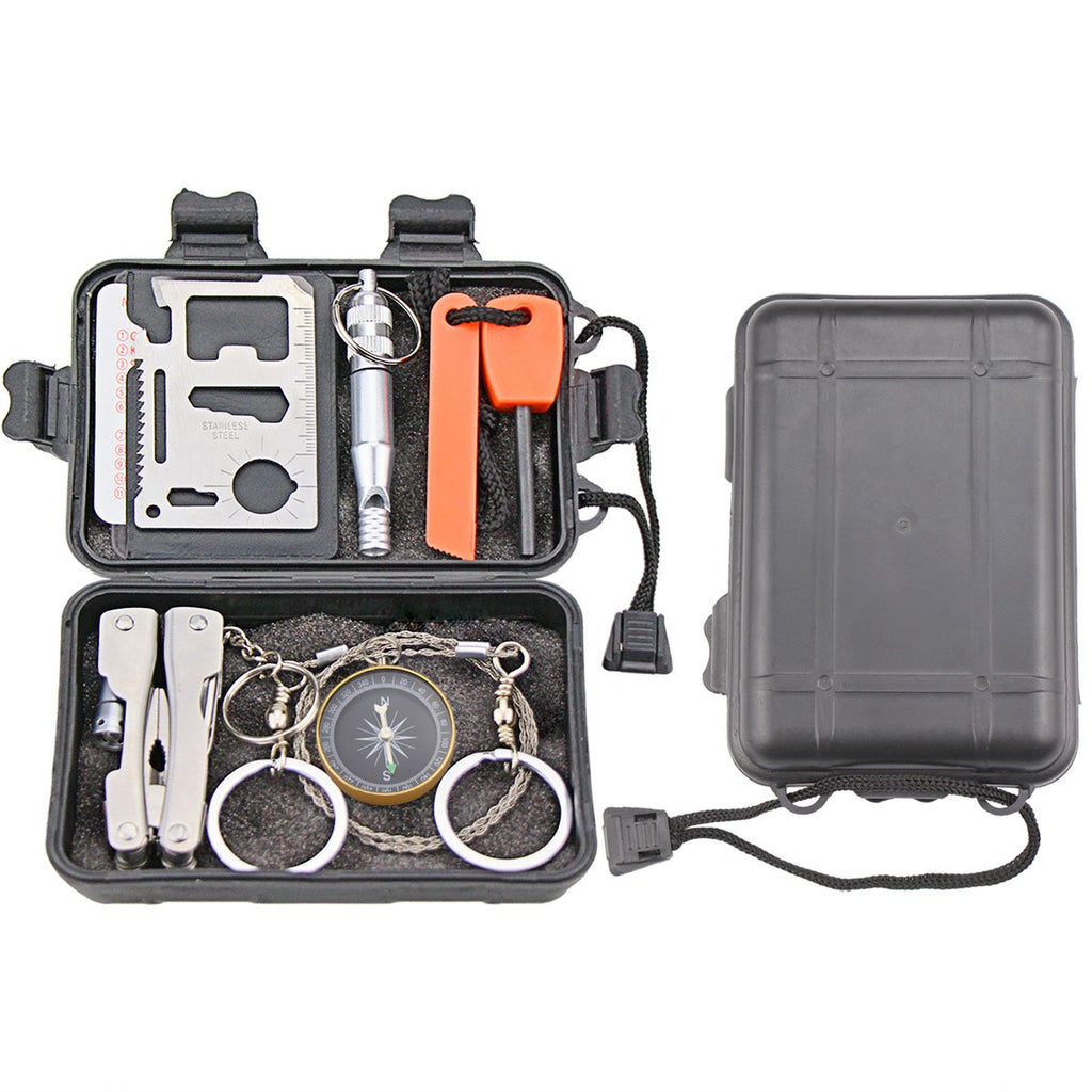 EMDMAK Survival Kit Outdoor Emergency Gear Kit for Camping Hiking Travelling or Adventures (Black)