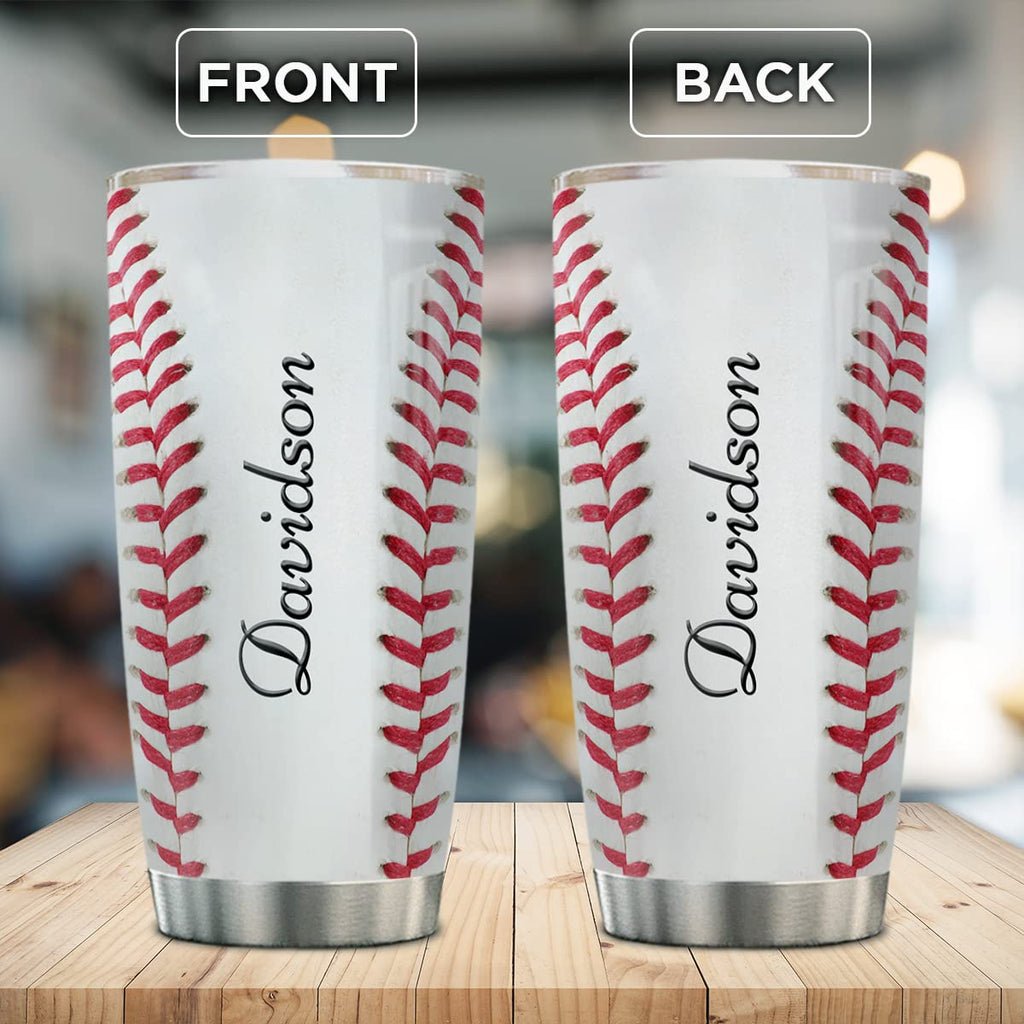 winorax Personalized Baseball Tumbler Stainless Steel Double Wall Vacuum Insulated Tumblers Baseball Gifts for Women Men Fan Coach Sport Lovers Birthday Christmas Mother's Day Father's Day Presents