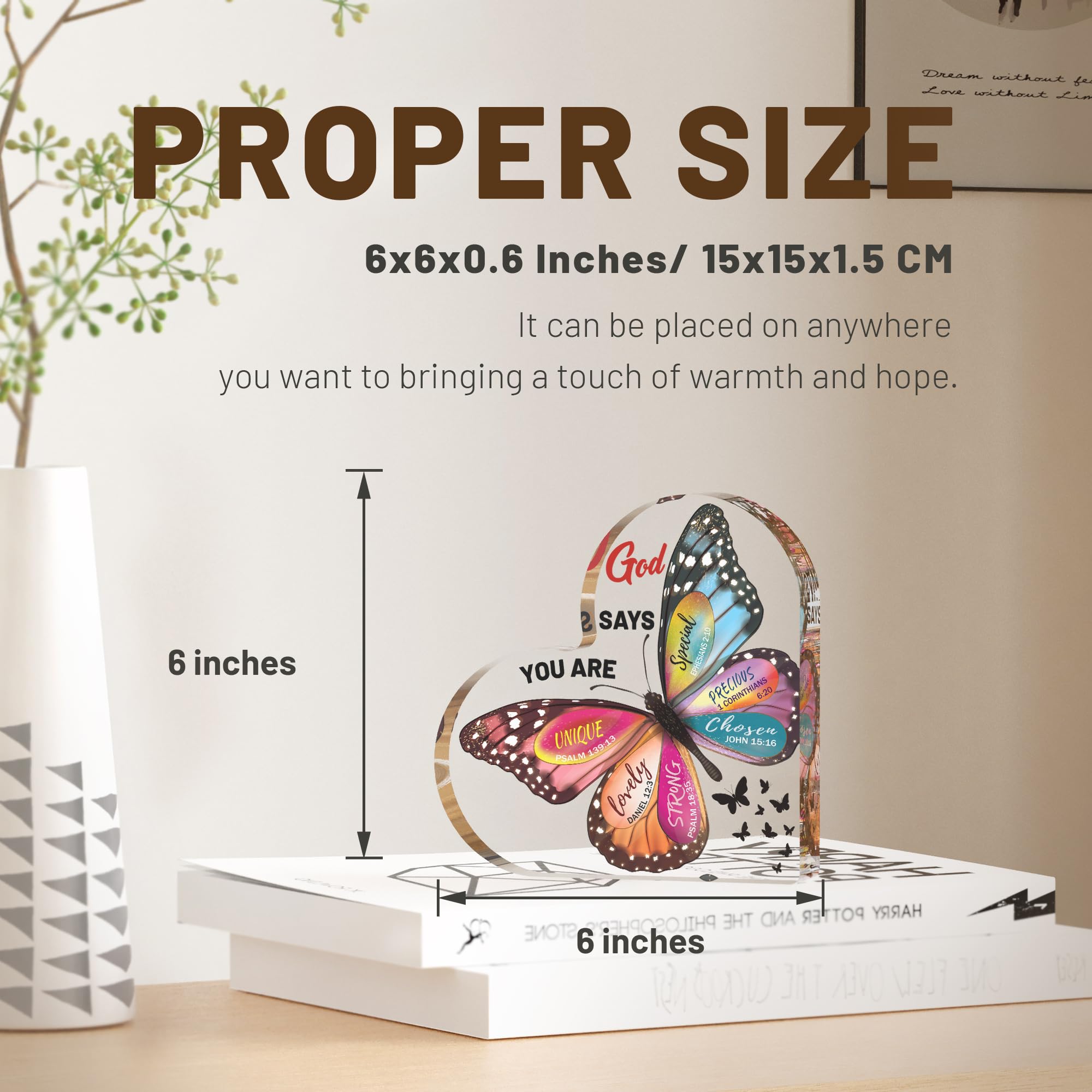 Christian Gifts for Women Birthday, Butterfly Inspirational Gifts for Friends, Religious Spiritual Gifts for Her Mom Girl Female Coworker Sister Christian Home Decorative Signs