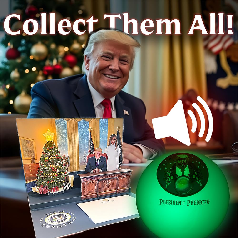 Talking Trump President Predicto Fortune Telling Ball - Lights Up & Responds - Ask Questions & Hear Donald Answer, Unique Patriotic Desktop Collectible