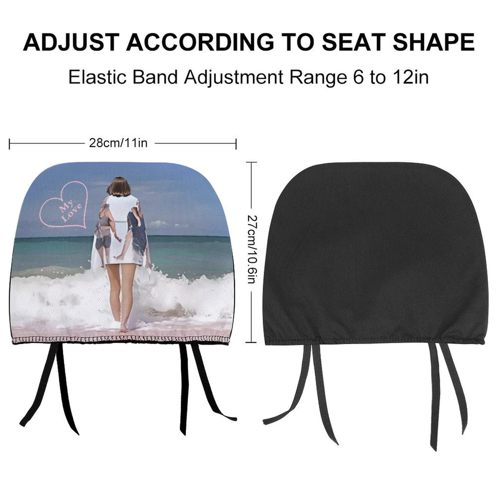 buxvhre Custom Headrest Covers for Cars Personalized Car Seat Headrest Cover Add Your Photo Text Washable Decorative Headrest Cushion Case (2 PCS)