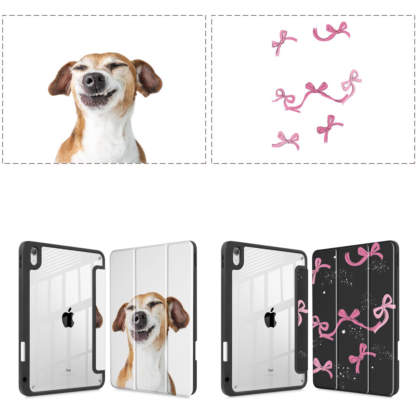 Tuiklol Personalized Photo iPad 10th Generation Case, 2022 10.9 Inch Buit in Pencil Holder with Shockproof Cover Clear Back Shell Auto Wake/Sleep with Model A2757 A2777 A2696,Custom Multi-Photo case