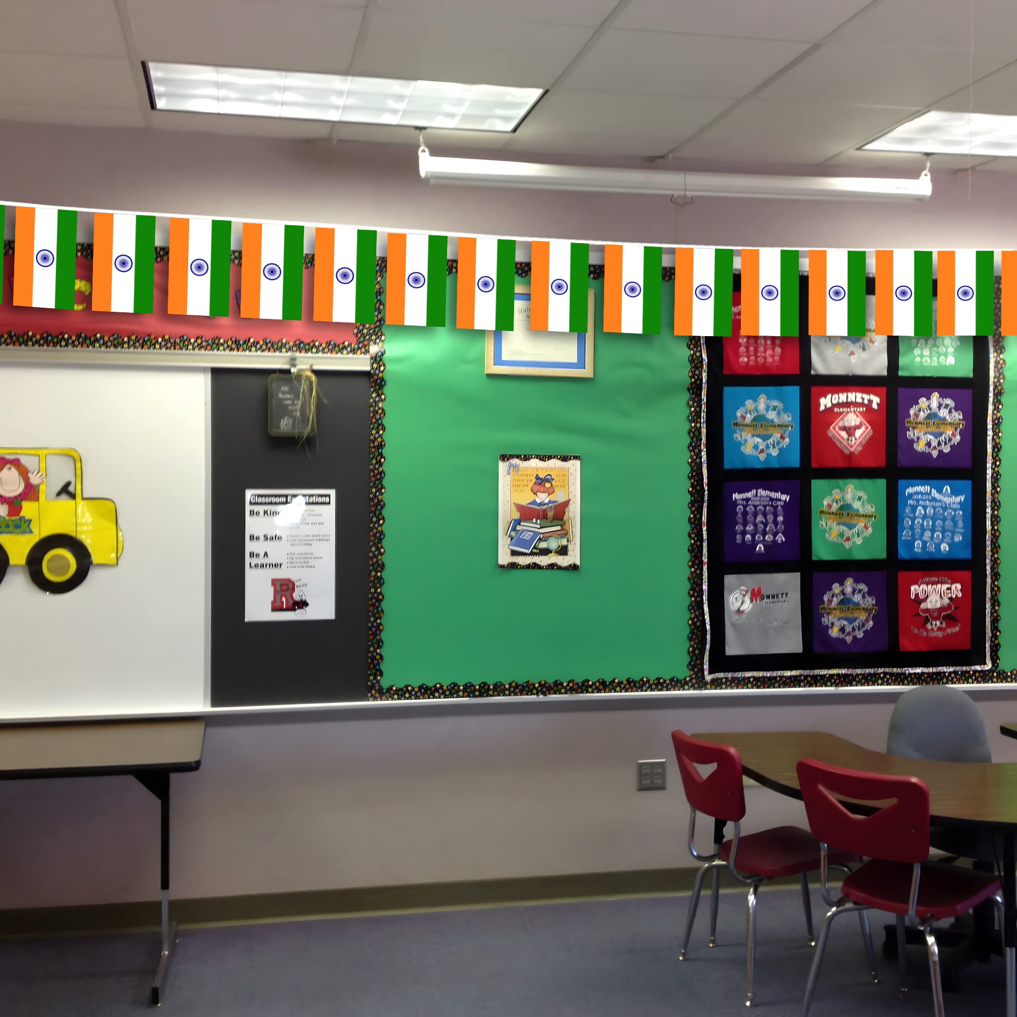 Anley India String Flag Pennant Flags, Patriotic Events 15th of August Indian Independence Day Decoration Sports Bars - 33 Feet 38 Flags