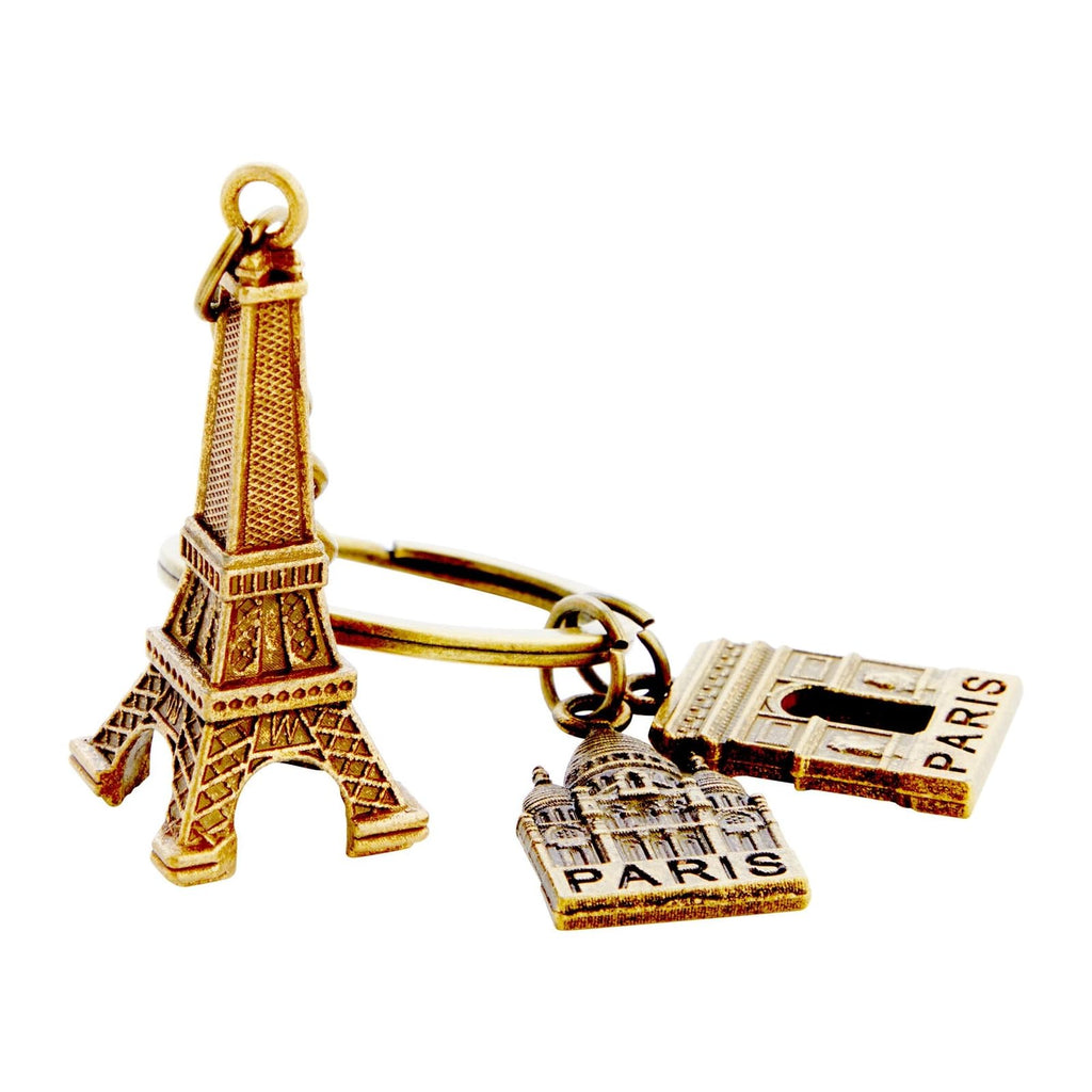 Juvale 6 Pack Paris Keychain, France Souvenir Gift, Eiffel Tower, French Flag, and Arc de Triomphe Metal Key Rings, Ideal Paris Souvenirs from France, Silver/Bronze