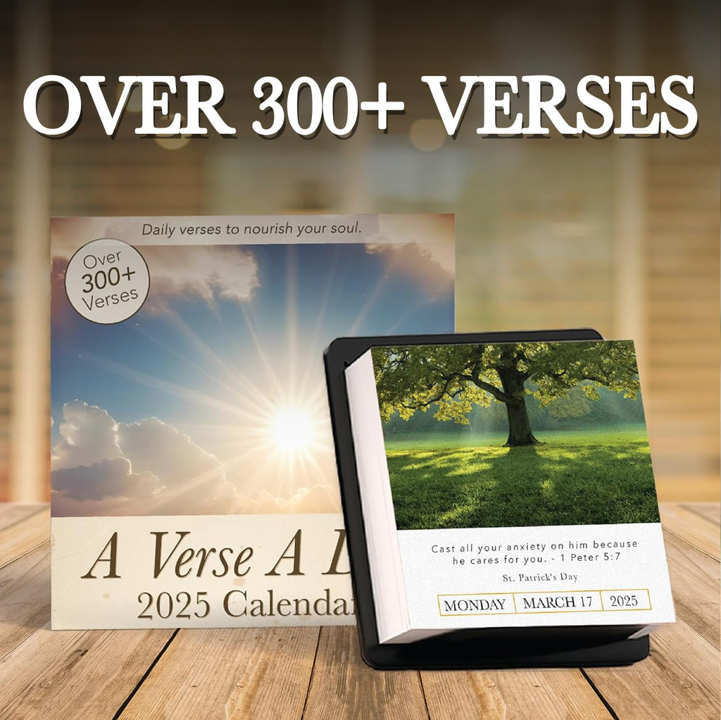 A Bible Verse A Day 2025 Calendar | 300+ Christian Verses from the NIV Bible to Inspire Your Daily Devotional, Positive Motivational Religious Daily Verses for Men & Women