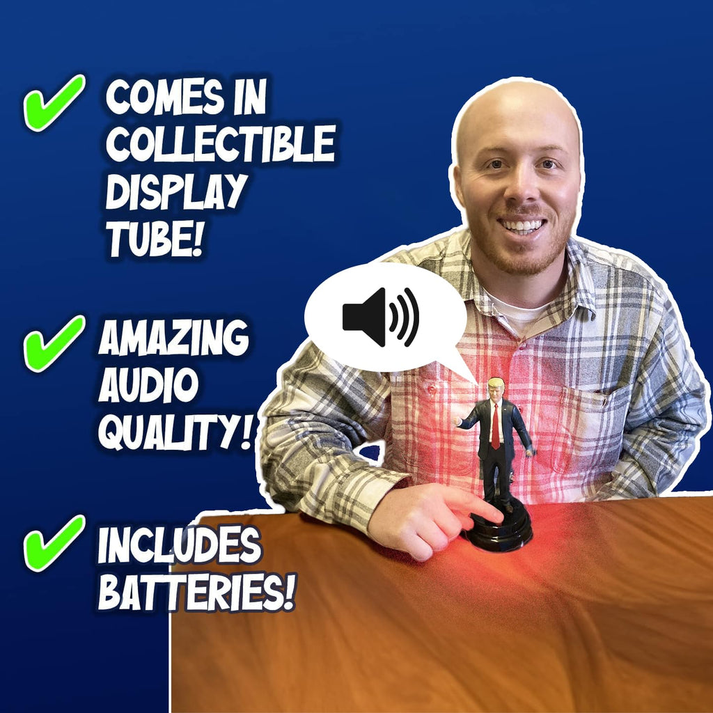 OUR FRIENDLY FOREST Talking Donald Trump Figure - Multiple Lines in Real Voice, Patriotic Desktop Collection, USA Bobblehead, Political Office Desk Decor, American Novelty Present