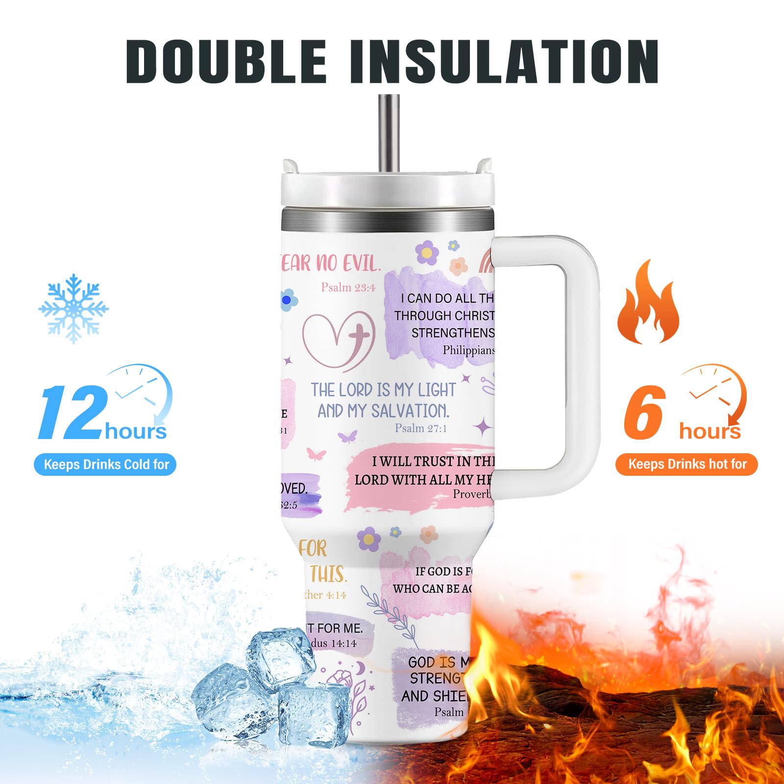 HYMONA Christian Gifts for Women Coffee Tumbler 40Oz - I Am A Child of God Gifts Cups, Inspirational Religious Gifts for Women, Baptism Confirmation Gifts, Catholic Spiritual Faith Bible Verse Gifts