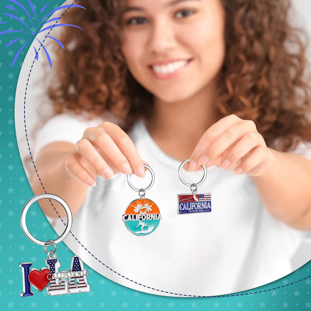 Landical 12 Pcs Los Angeles Souvenir Keychain California Souvenir Gifts Metal I Heart LA Keychain Bottle Opener Keyring