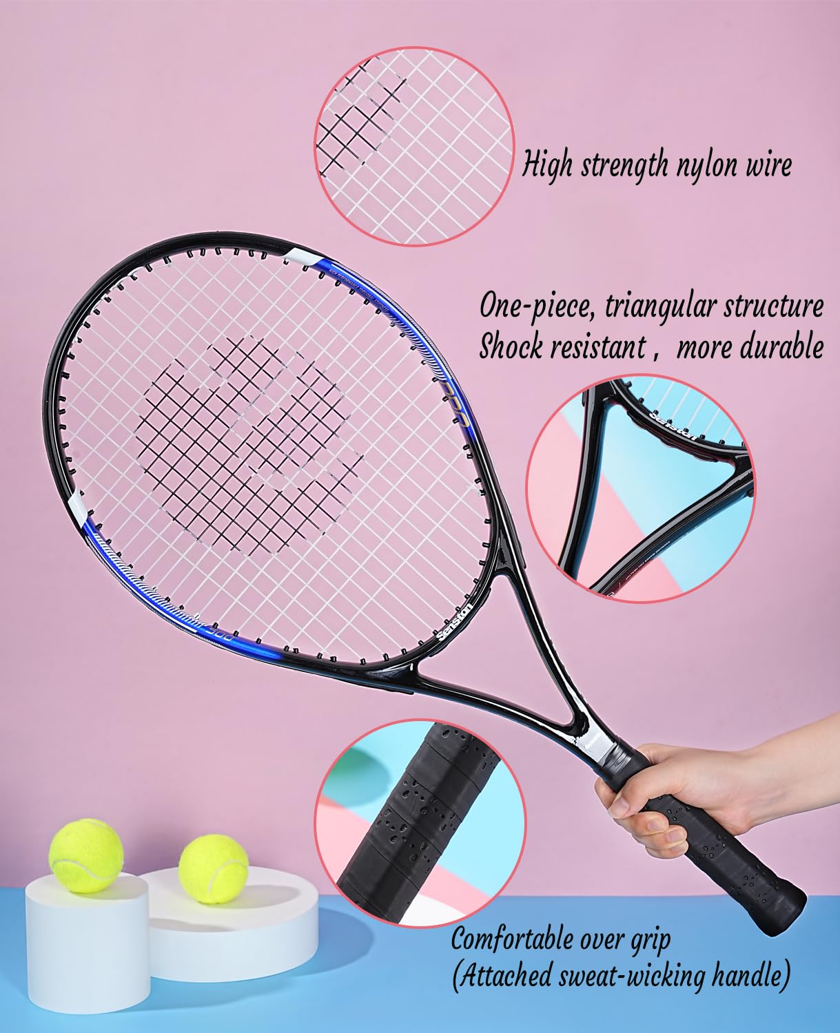 Senston Tennis Rackets for Adults 27 inch Tennis Racquets - 2 Player Tennis Set with 2 Grips, 2 Vibration Dampers