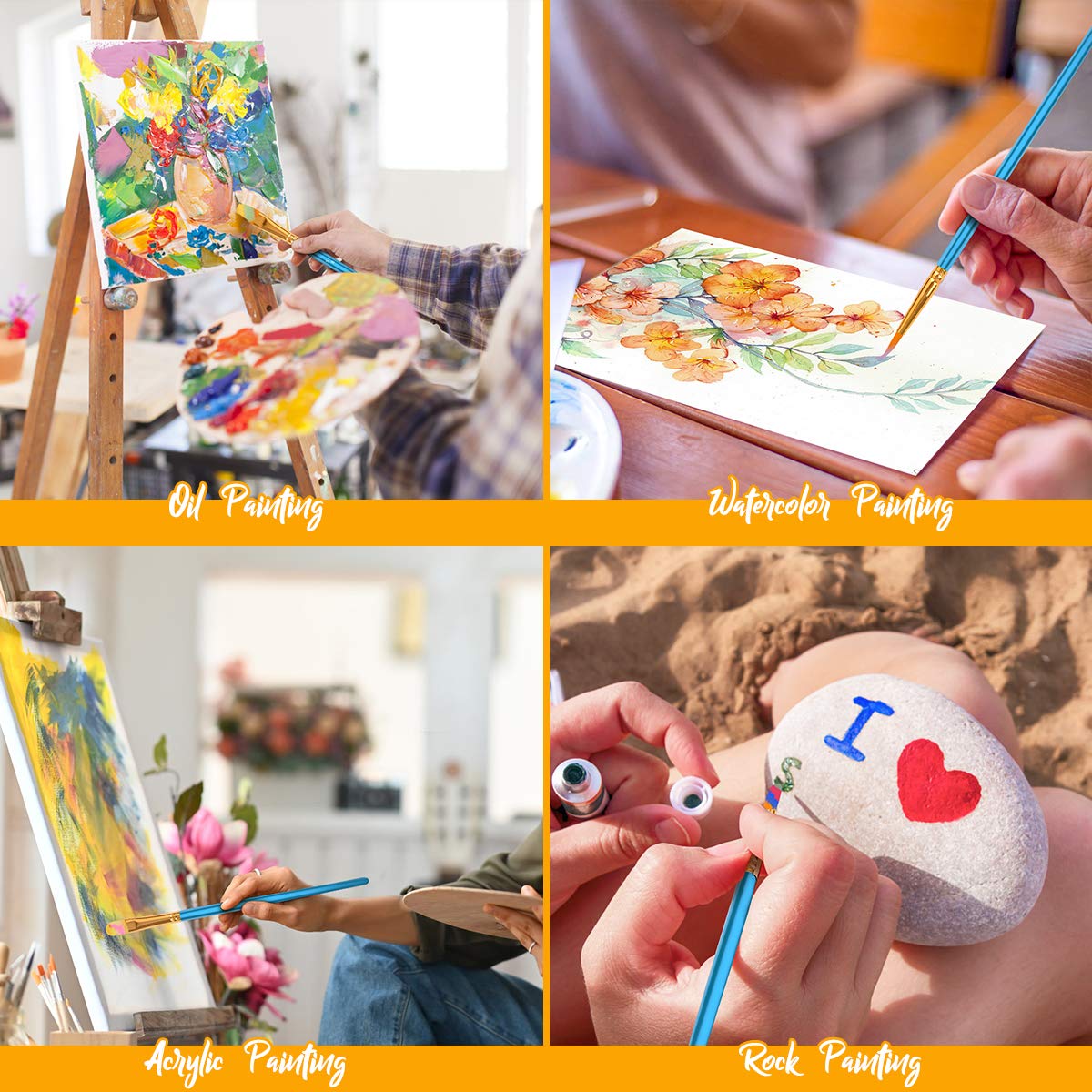 Soucolor Acrylic Paint Brushes Set, Easter Basket Stuffers, 20Pcs Round Pointed Tip Artist Paintbrushes for Acrylic Oil Watercolor Canvases Rock Body Face Nail Miniature Detailing Drawing Art Supplies