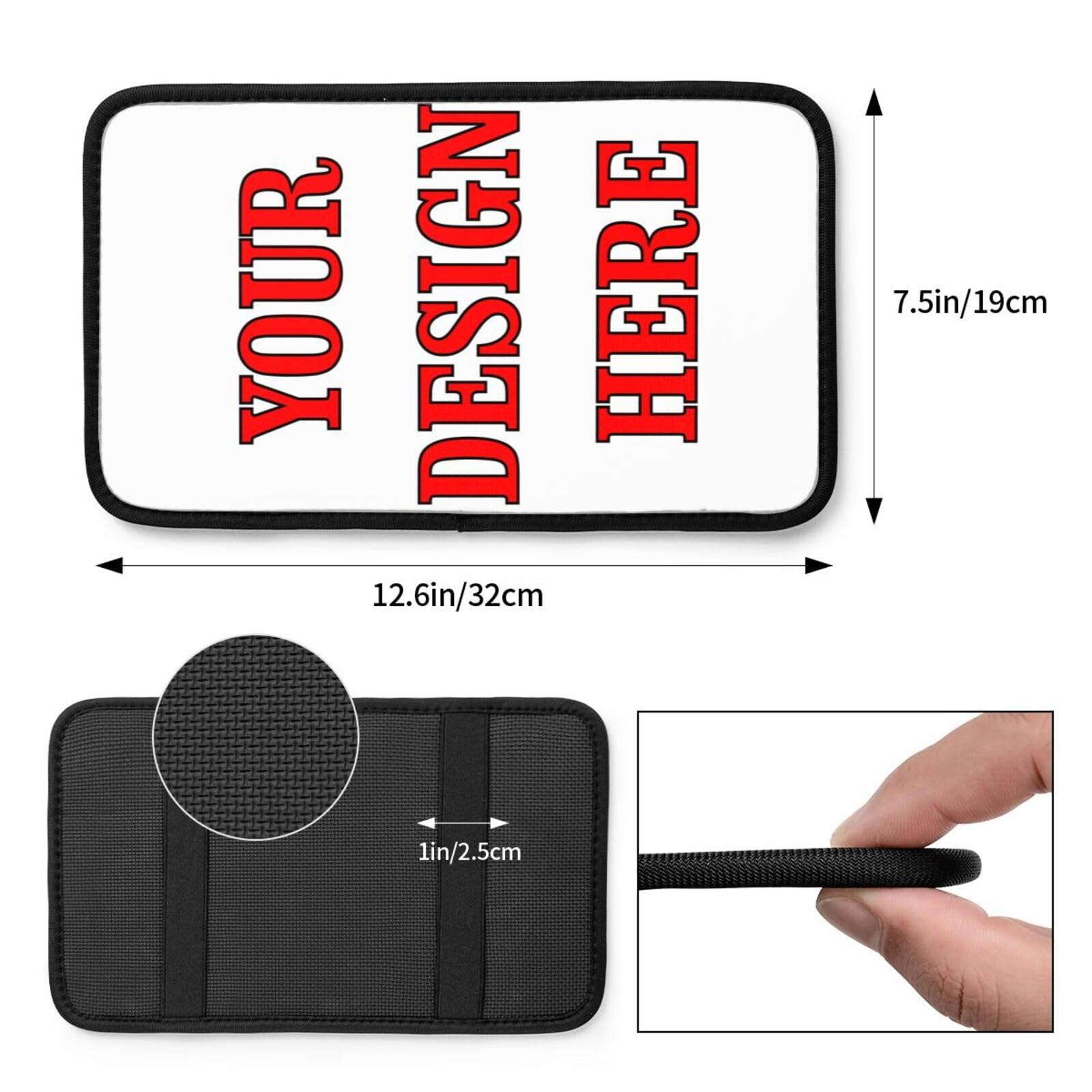 Custom Car Armrest Cushion Add Your Logo Text Image Photo Custom Personalise Auto Center Console Armrest Pad Cushion Universal Deco Pad Center Console Cover for Car Seat Handrail Box 7.5x12.6in