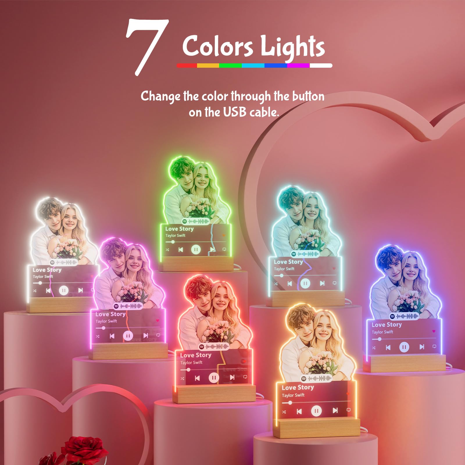 witfox Personalized Gifts for Boyfriend Girlfriend - Customized Photo Gifts for Him Her, Spotify Plaque Custom Picture Frame Gifts, Personalized Anniversary Birthday Valentines Day Gifts for Couple