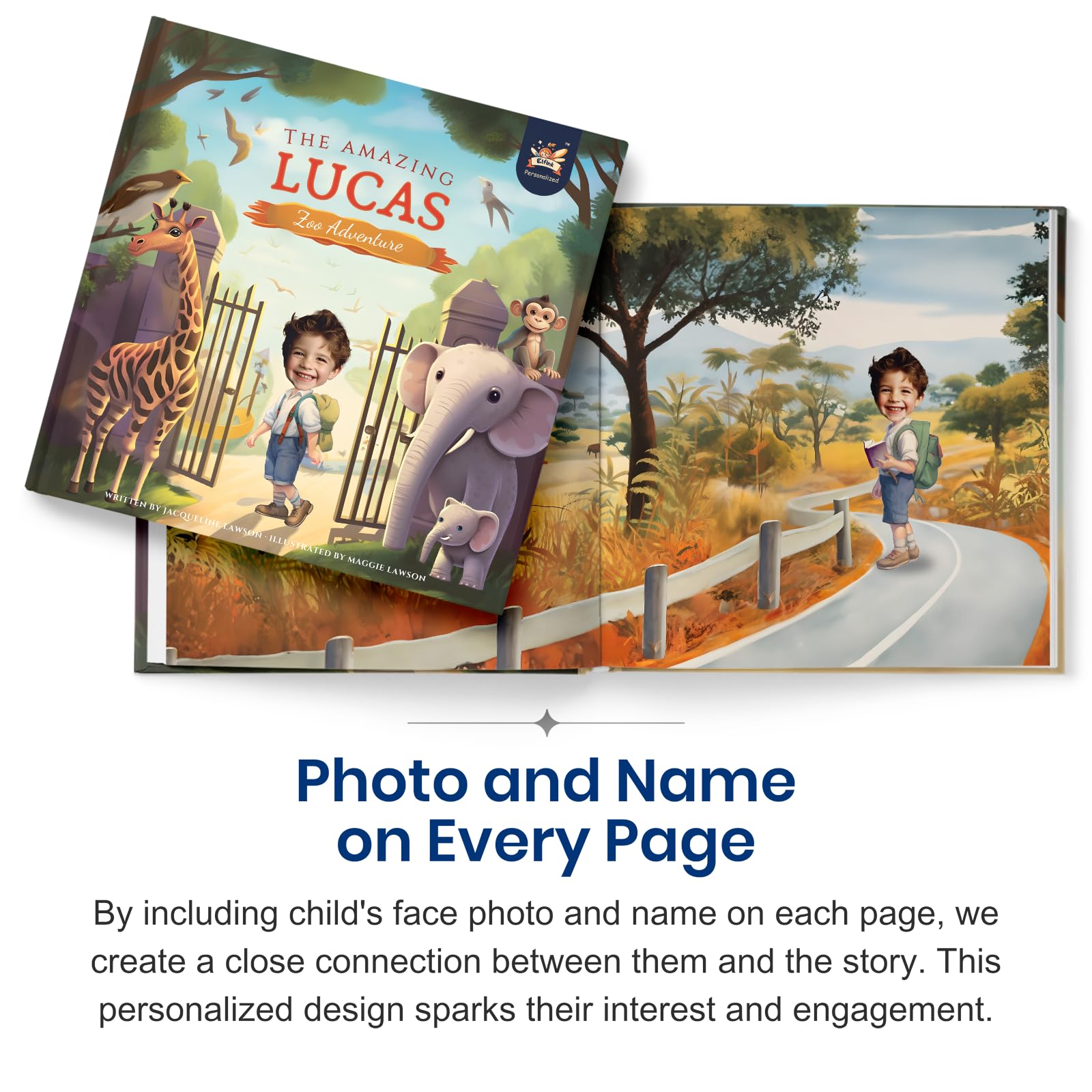 Personalized Children Story Book - Amazing Zoo Adventure - Customized Name & Photo - Baby Gifts - Kids Engaging Story - Elfink (Soft Cover)