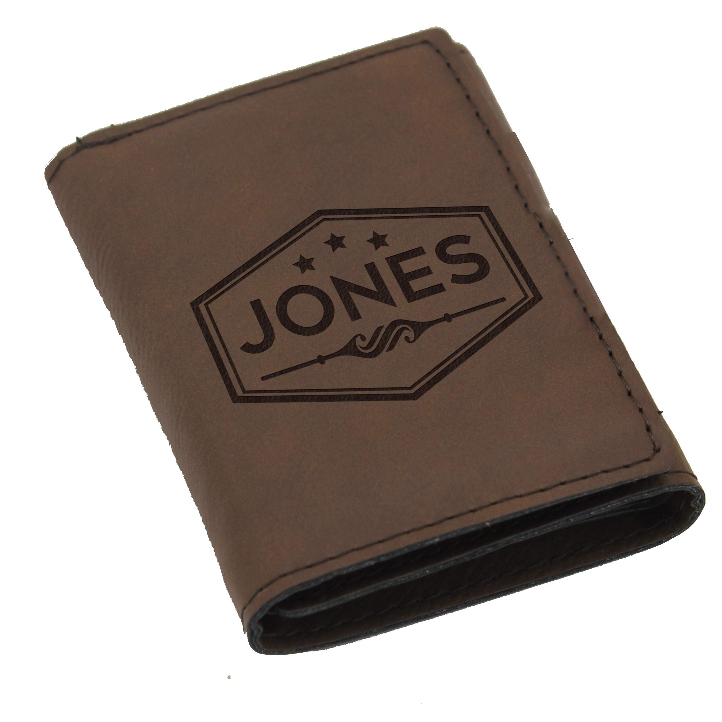 The Wedding Party Store Custom Personalized Trifold Wallet for Men, Him, Husband, Groomsmen (Brown)