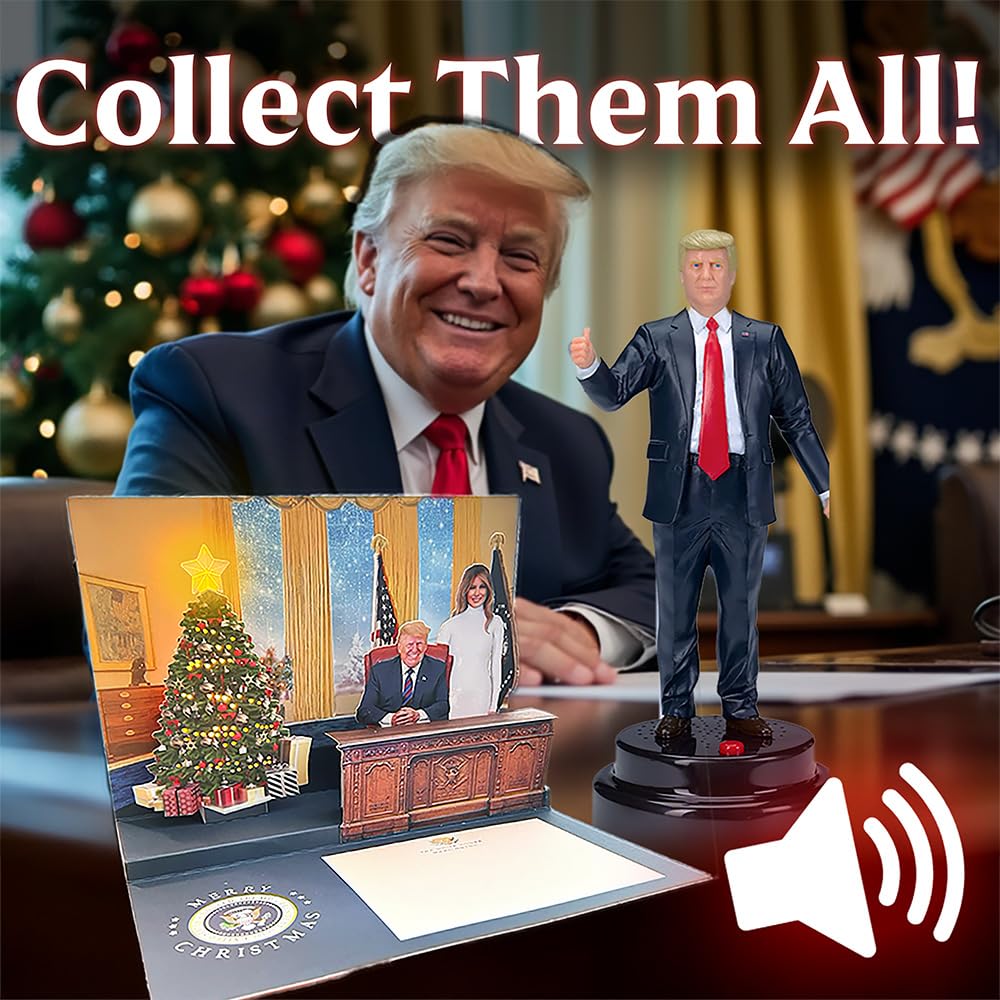 OUR FRIENDLY FOREST Talking Donald Trump Figure - Multiple Lines in Real Voice, Patriotic Desktop Collection, USA Bobblehead, Political Office Desk Decor, American Novelty Present