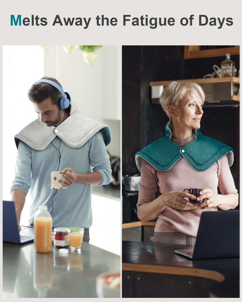 Heating Pad for Neck and Shoulder Pain Relief, Valentines Day Gifts for Her Women Mom Men Him, Weighted Heating Pad for Back 6 Heat Settings Auto Shut Off, Anniversary Birthday Gifts, 17x23inch, Blue