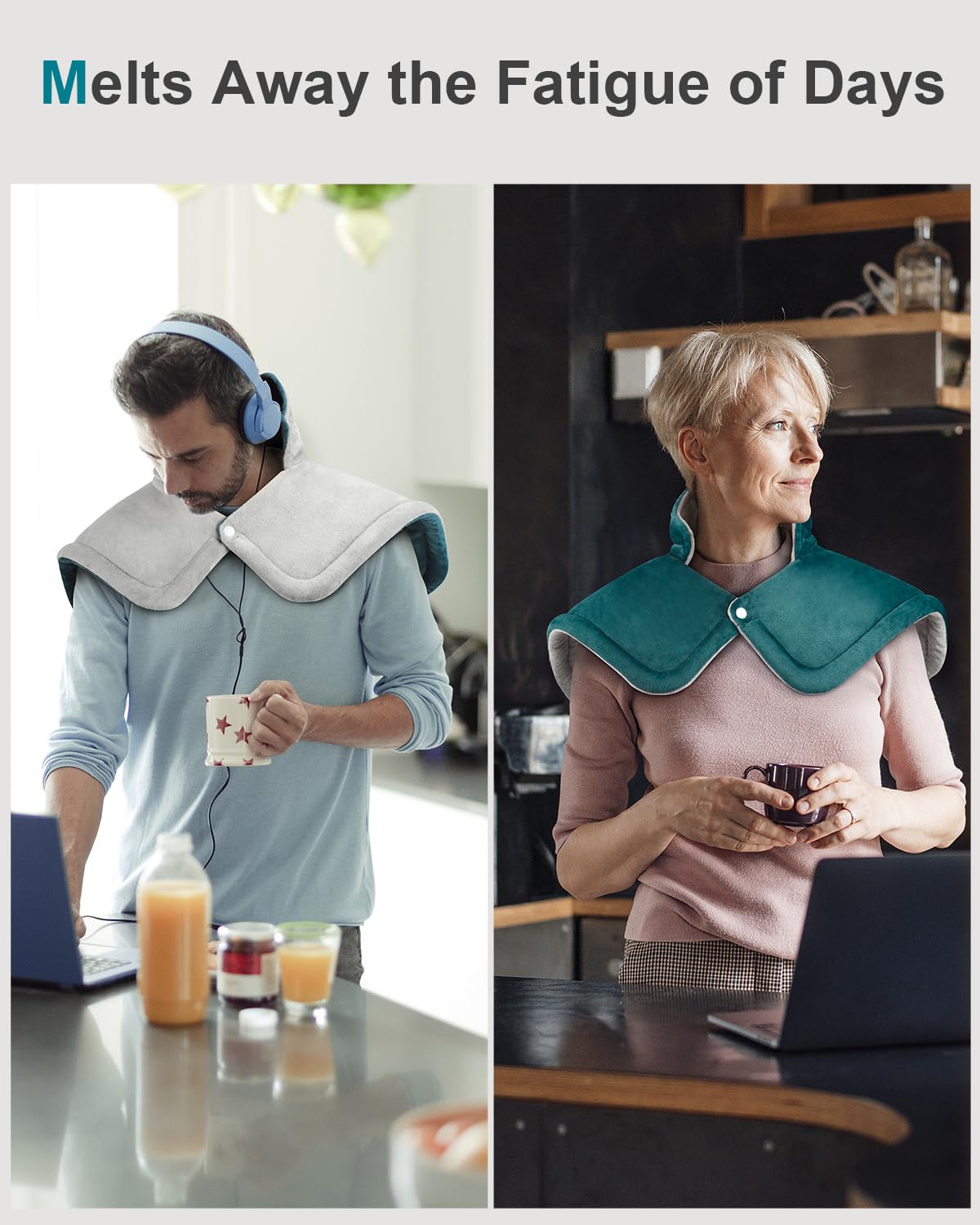 Heating Pad for Neck and Shoulder Pain Relief, Valentines Day Gifts for Her Women Mom Men Him, Weighted Heating Pad for Back 6 Heat Settings Auto Shut Off, Anniversary Birthday Gifts, 17x23inch, Blue