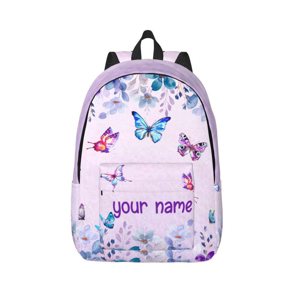 J&SBGFT Personalized Butterfly Backpack for Girls, Custom Backpacks with Names, Customized Book Bags for Kids Girls, Bags for Kids Back to School 15in
