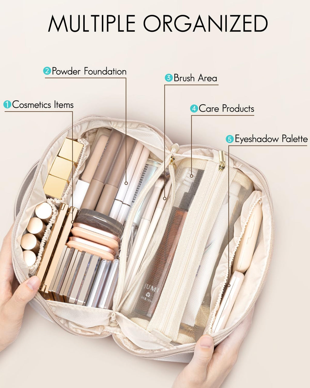 Vlando Christmas Gifts for Women,Personalized Makeup Organizer,Travel Essential Birthday Gifts for Friends Daughter(Letter B)