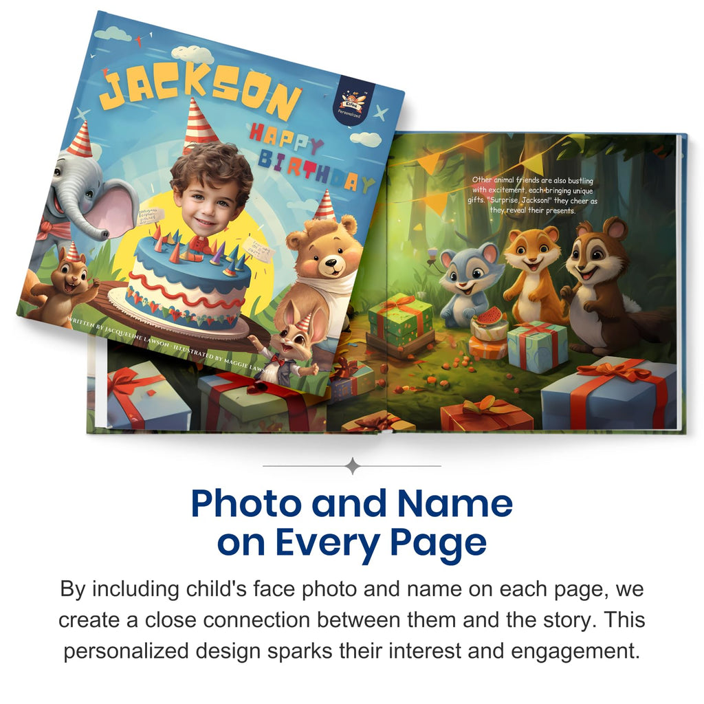 Personalized Children Story Books - Happy Birthday Forest - Customized Name & Photo - Baby Gifts - Children Bedtime Story - Elfink (Soft Cover)
