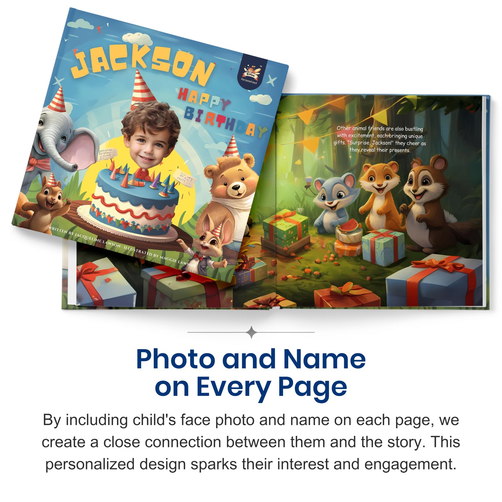Personalized Children Story Books - Happy Birthday Forest - Customized Name & Photo - Baby Gifts - Children Bedtime Story - Elfink (Soft Cover)