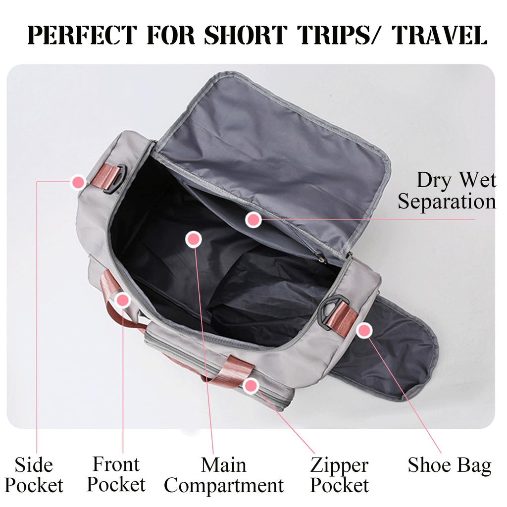 Personalized Duffle Bag Travel Bag with Embroidery Name Foldable Shoe Compartment for Sports Dance Gym