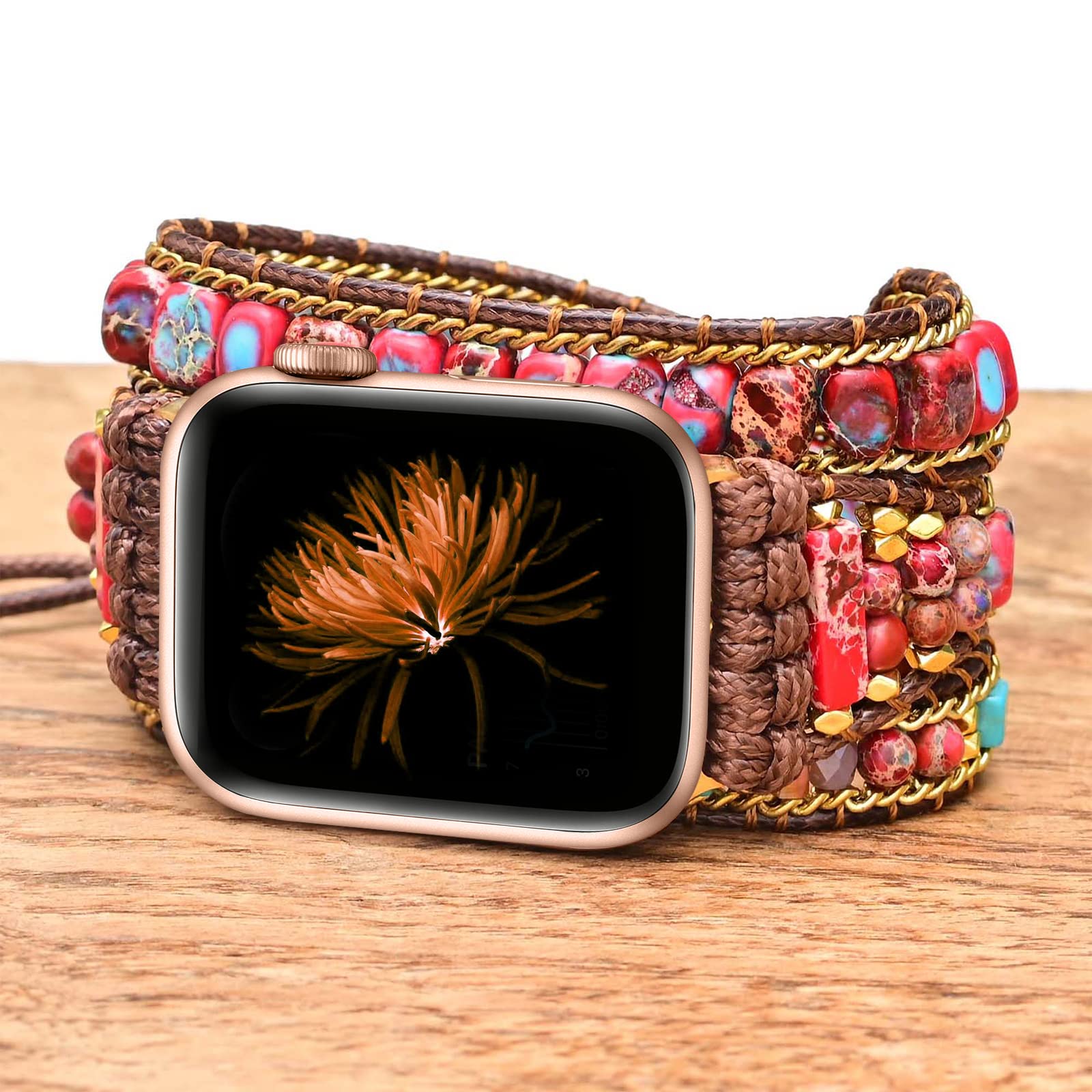 Youthrun Handmade Boho Watch Band Compatible with Apple Watch 49MM 45MM 44MM 42MM 41MM 40MM 38MM Beaded Wrap Bracelet for iWatch Ultra, Series SE/9/8/7/6/5/4/3/2/1, Fancy Strap for Women