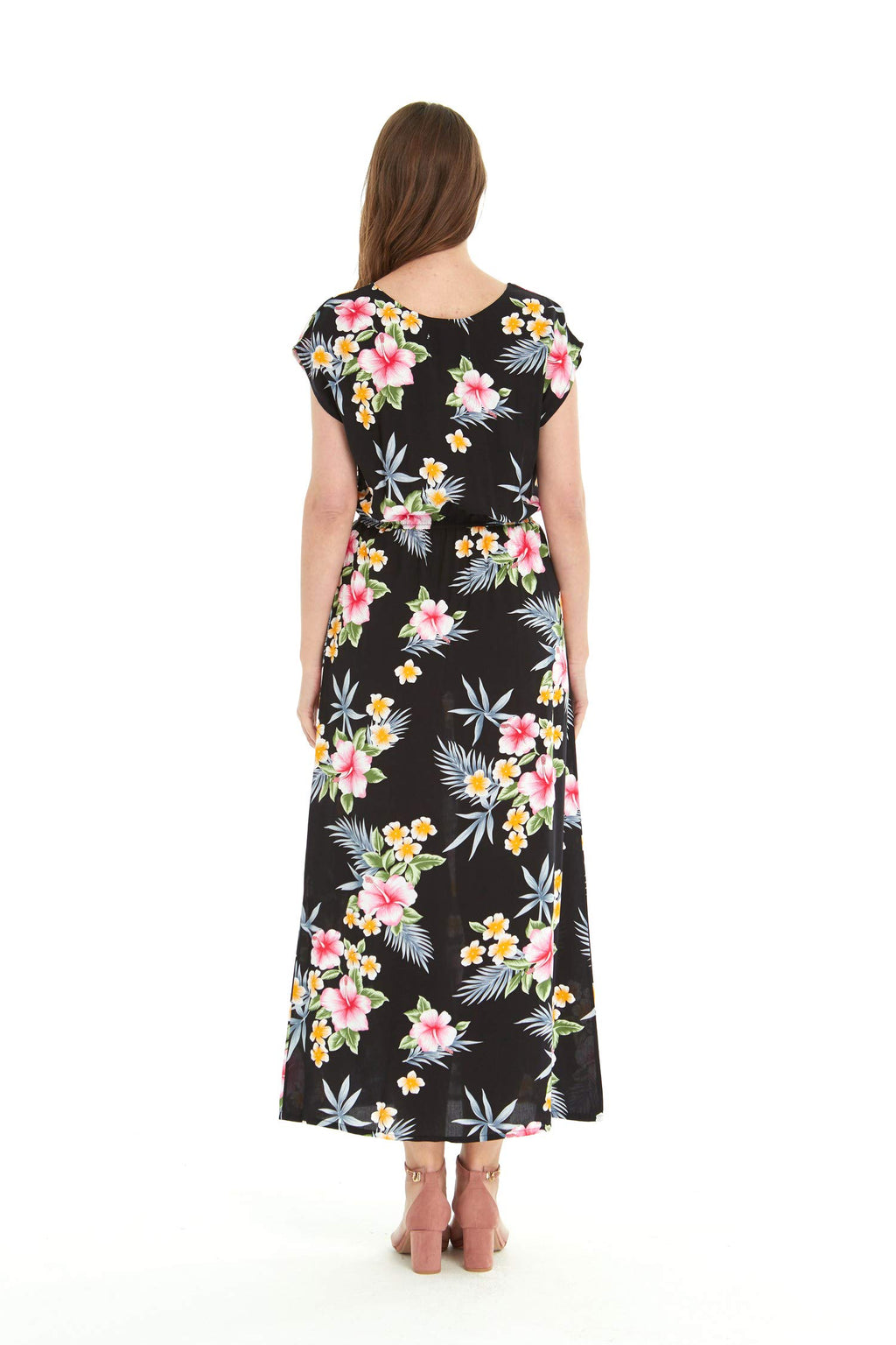 Matchable Couple Hawaiian Luau Shirt in Hibiscus Black, Men, S