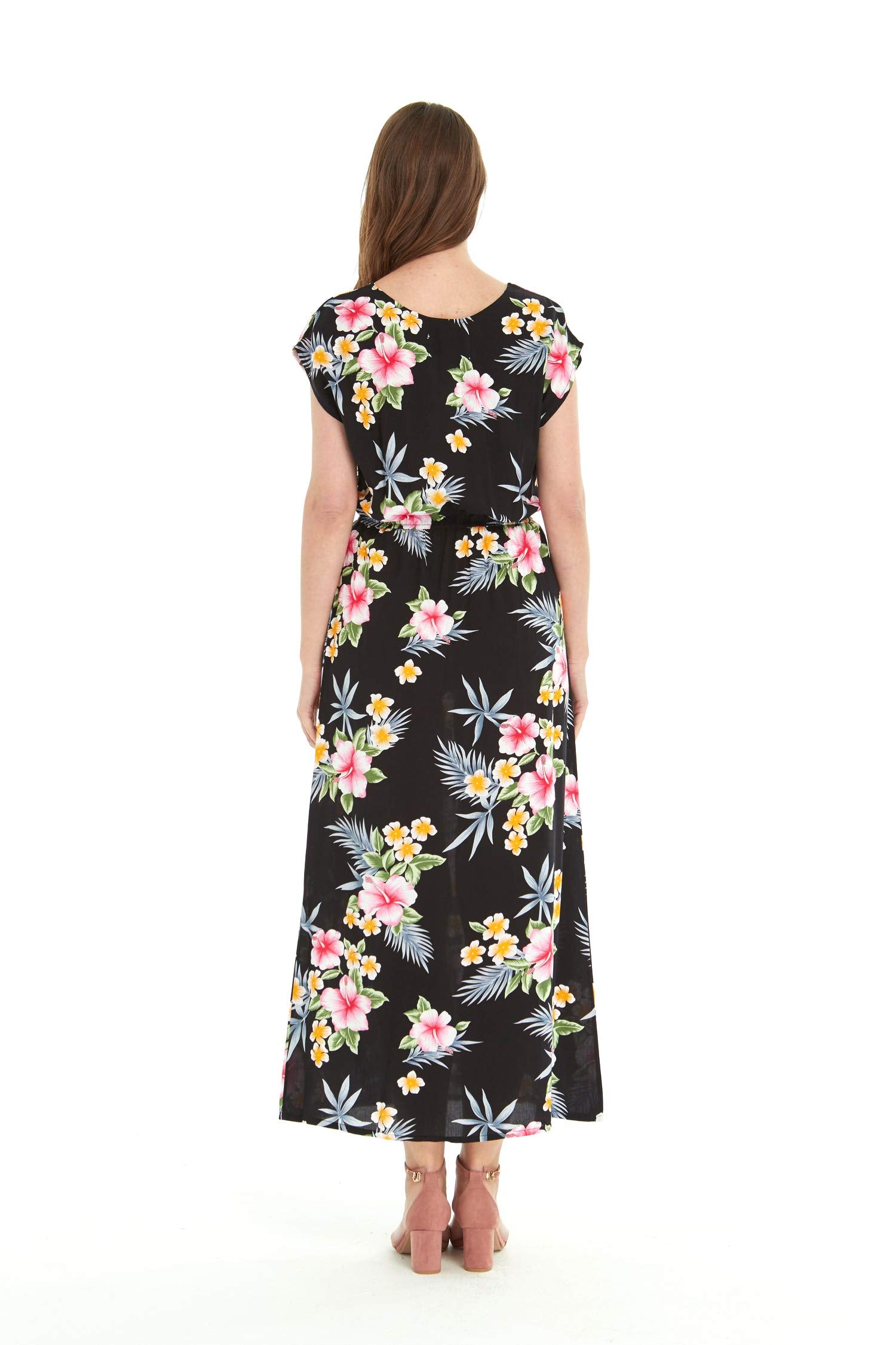 Matchable Couple Hawaiian Luau Shirt in Hibiscus Black, Men, S