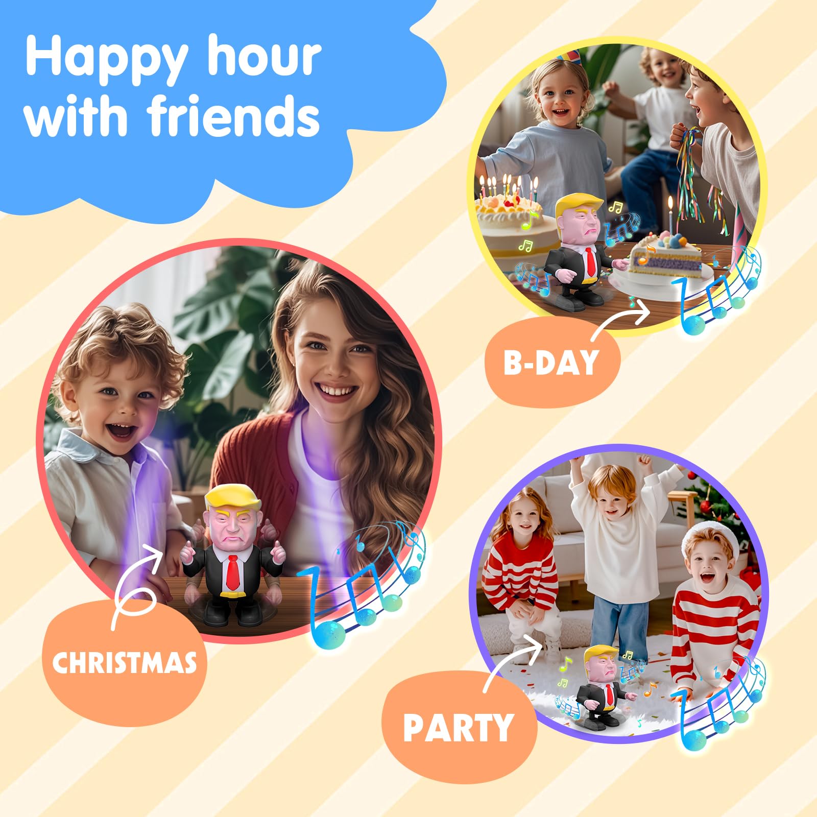 TOYTANLIFE Trump Toys Rechargeable Dancing Robot Kids Toys, Prank Toys & Games, Xmas Birthday Gifts, Toys for Boys & Girls Ages 3 to Up (Black)