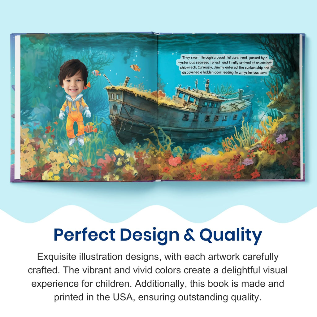 Personalized Children Story Book - Undersea Adventure - Customized Name & Photo - Baby Gifts - Kids Engaging Story - Elfink (Soft Cover)