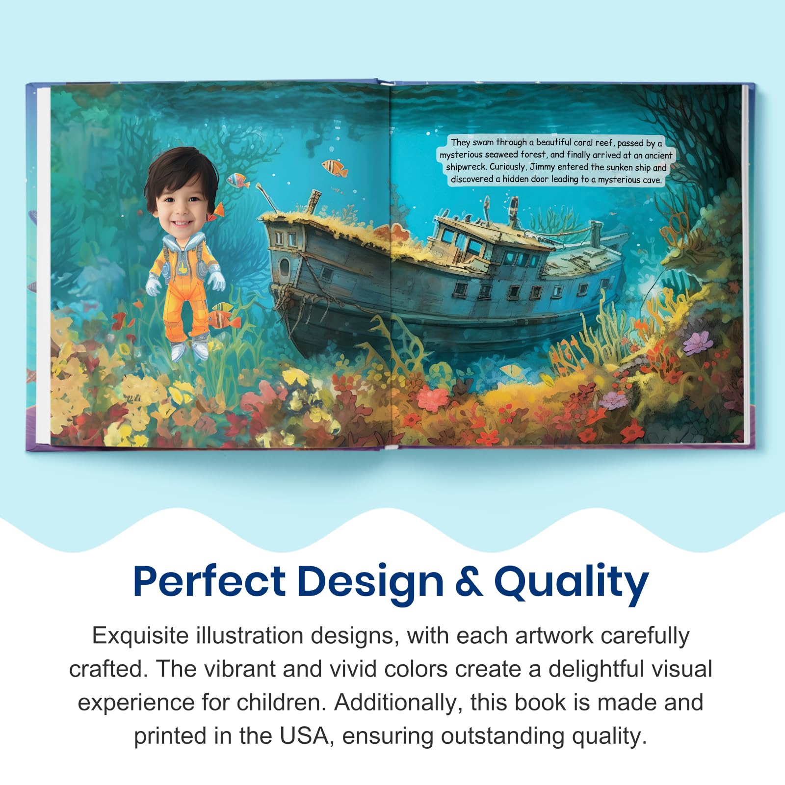 Personalized Children Story Book - Undersea Adventure - Customized Name & Photo - Baby Gifts - Kids Engaging Story - Elfink (Soft Cover)