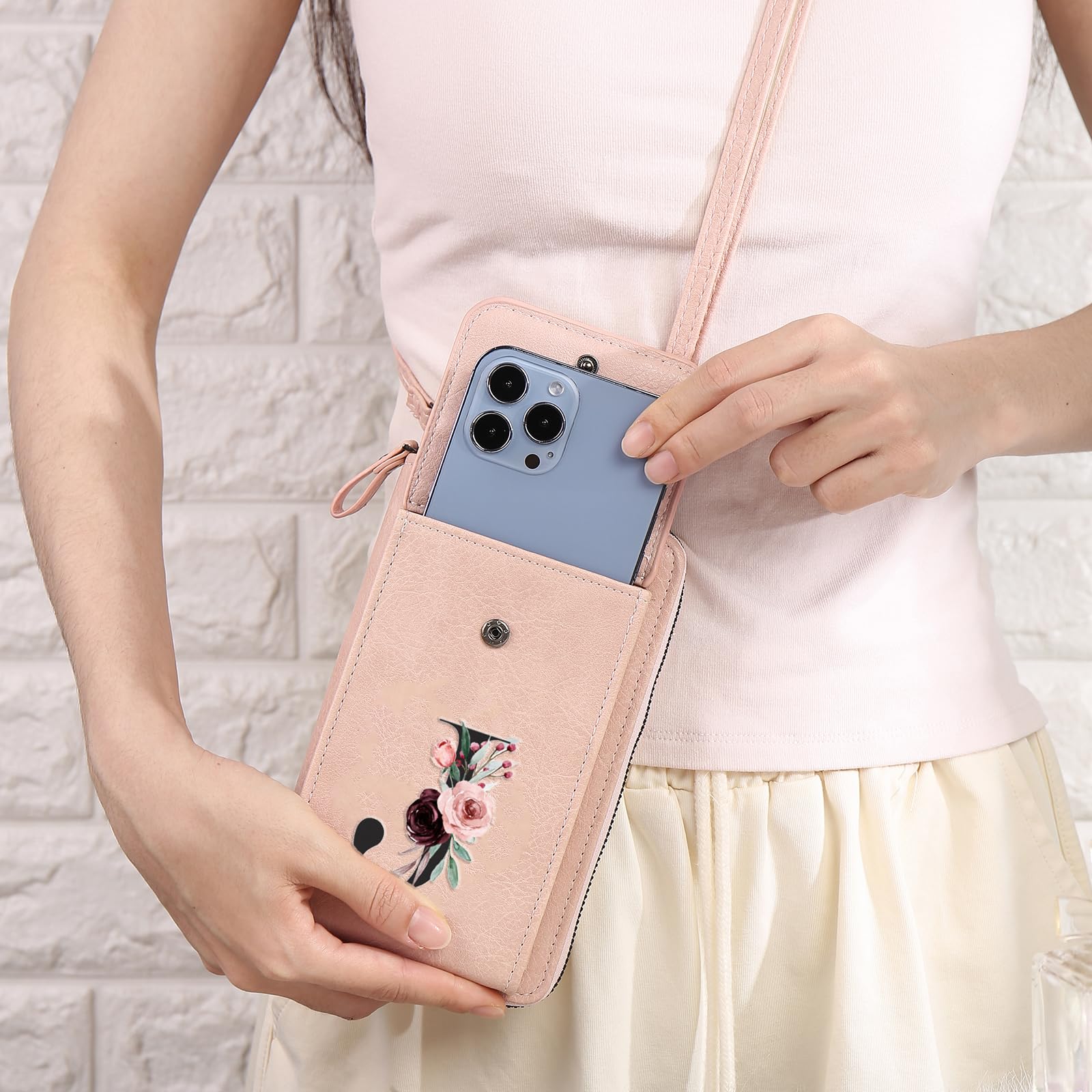 Mini Crossbody Bags for Women Custom Name Small Purse Personalized Initial Womens Crossbody Wallet Cellphone Purse (Pink)