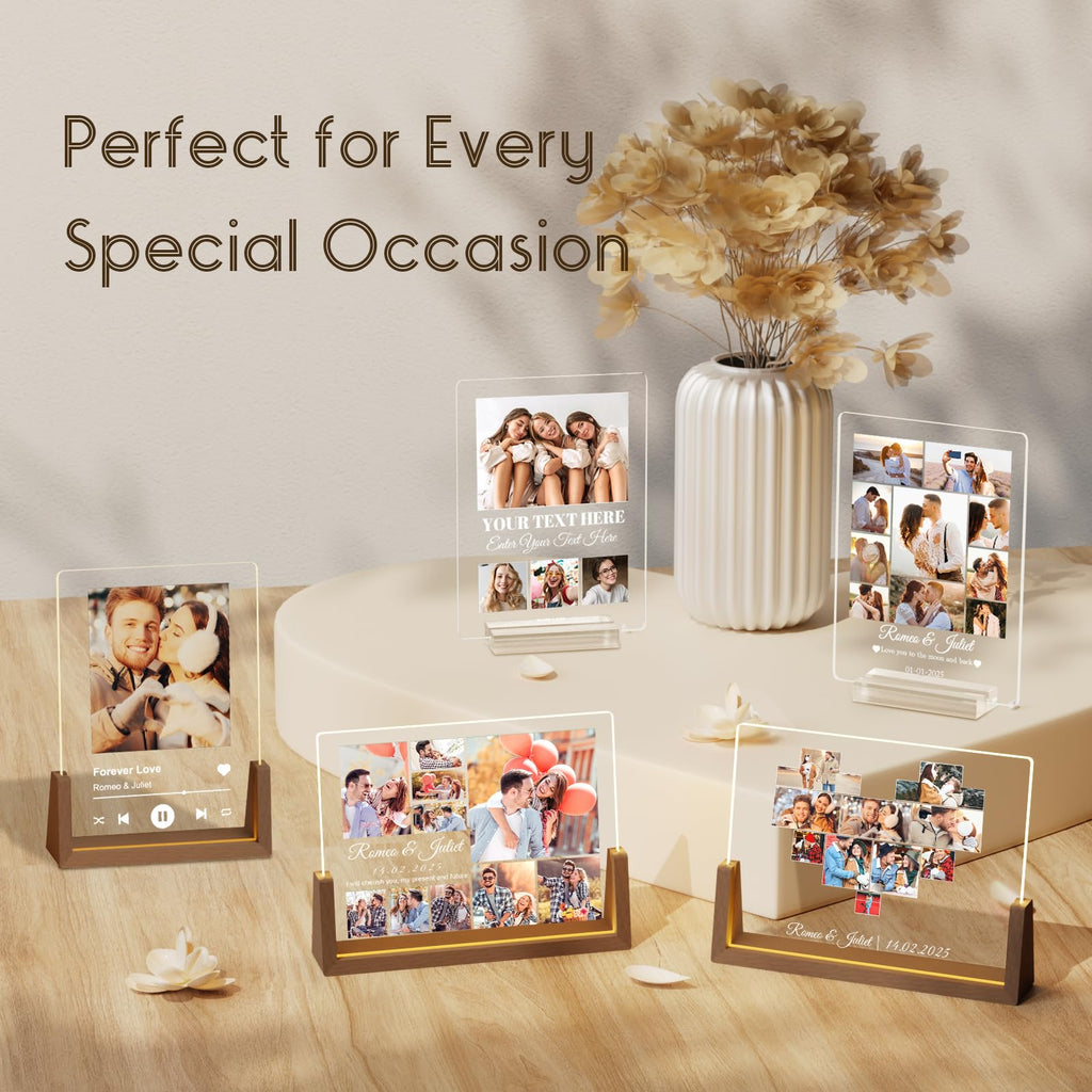 LUCKOR Spotify Decorative Plaque Personalized Gifts, Custom Valentines Gifts for Him Her, Customized LED Picture Frame for Boyfriend Girlfriend Couple Wife Women on Anniversary Birthday Valentine Day