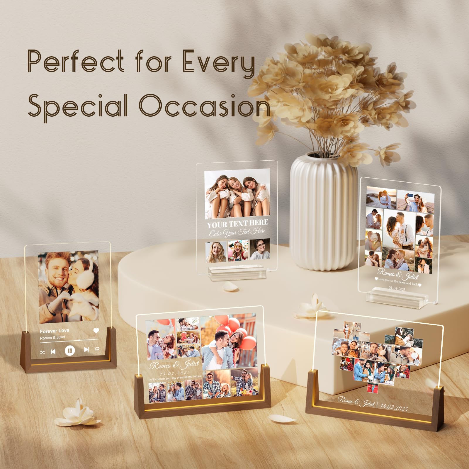 LUCKOR Spotify Decorative Plaque Personalized Gifts, Custom Valentines Gifts for Him Her, Customized LED Picture Frame for Boyfriend Girlfriend Couple Wife Women on Anniversary Birthday Valentine Day