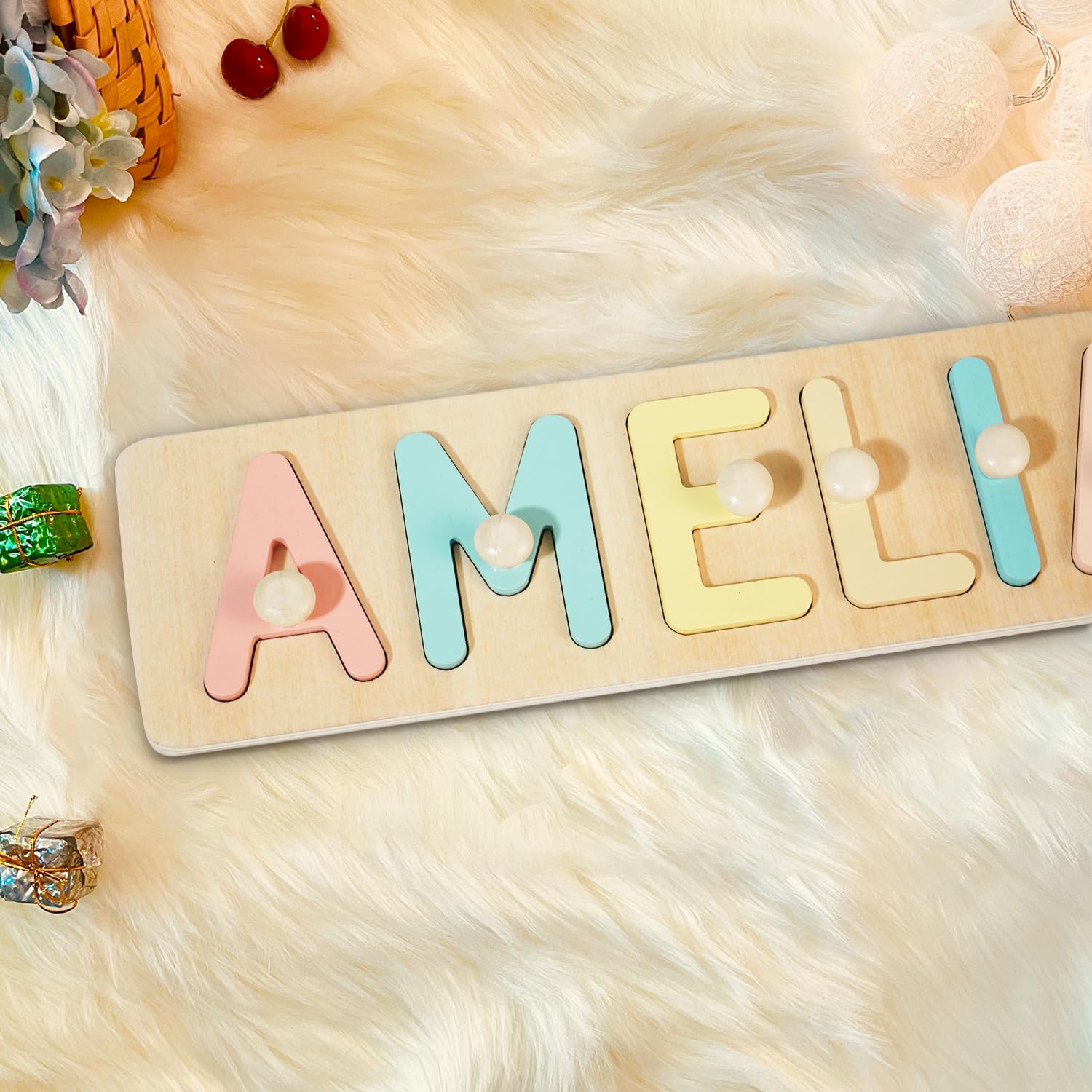 PUREFLY Name Puzzle for Kids Personalized, Custom Baby First Birthday, Montessori Learning Toddler Toy for Boy Girl Alphabet Puzzle