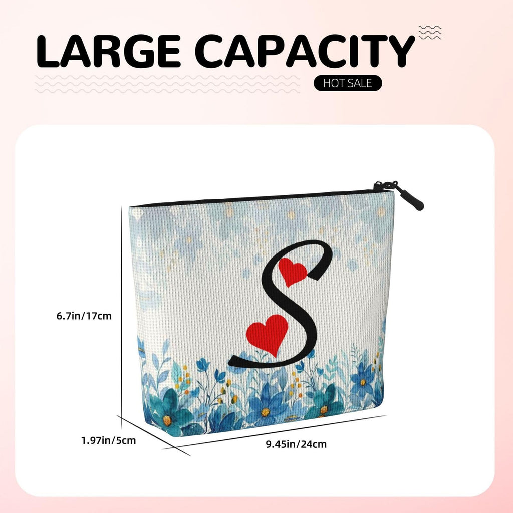 JINFUZG Personalized Makeup Bag, Custom Initial Cosmetic bag With Name, Portable Waterproof Travel Toiletry Bag Gifts for Women, Mom, Friend, Bridesmaid (No Custom)