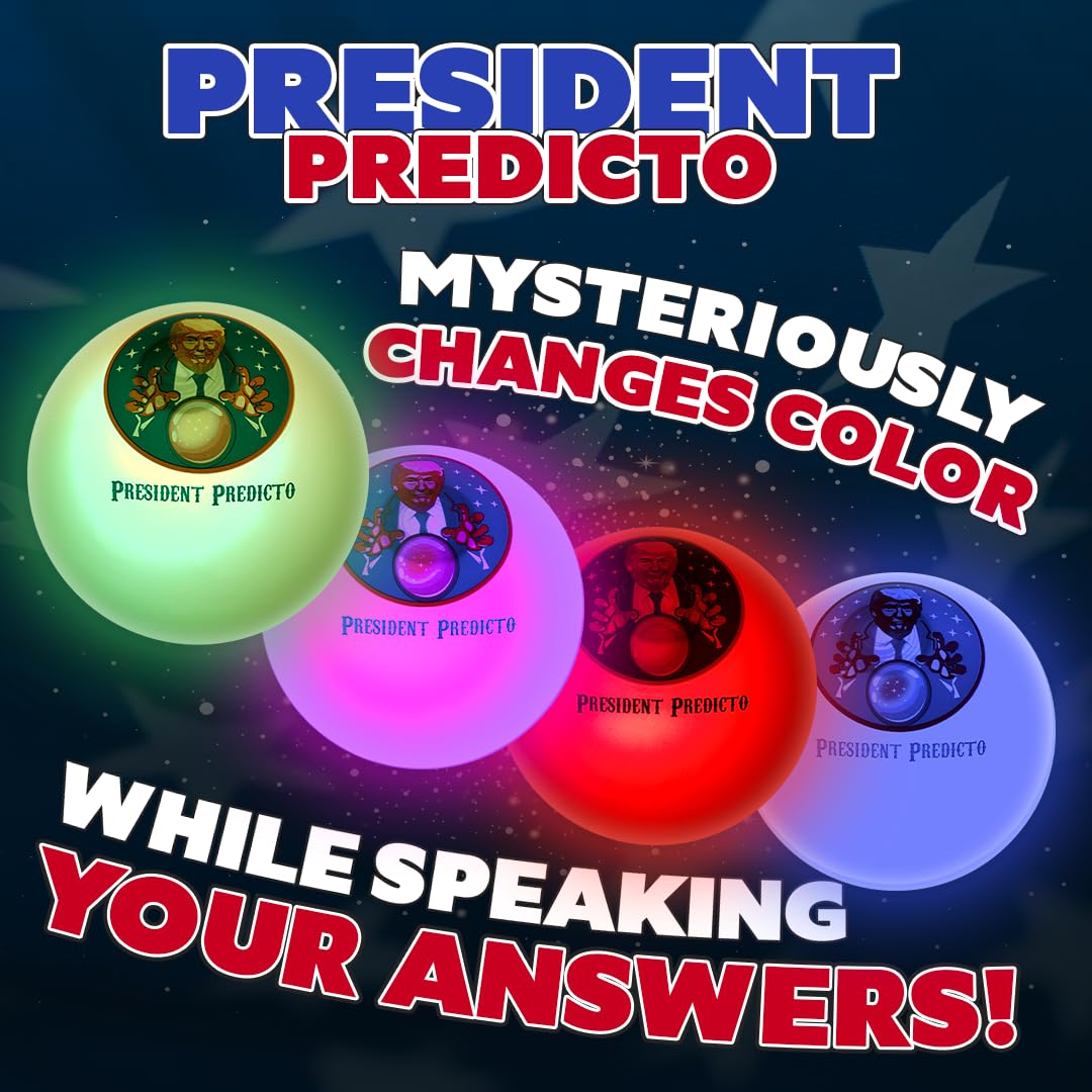 Talking Trump President Predicto Fortune Telling Ball - Lights Up & Responds - Ask Questions & Hear Donald Answer, Unique Patriotic Desktop Collectible
