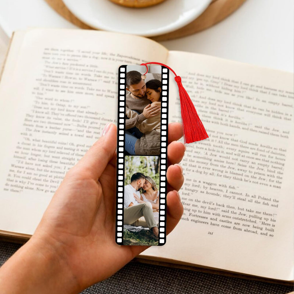 Personalized Bookmark with Picture Text Metal Custom Bookmarks with Tassel Double-Sided Custom Engraved Photo Color Bookmark for Book Lovers Kids Women Men Christmas Birthdays Valentine’s Day Gift